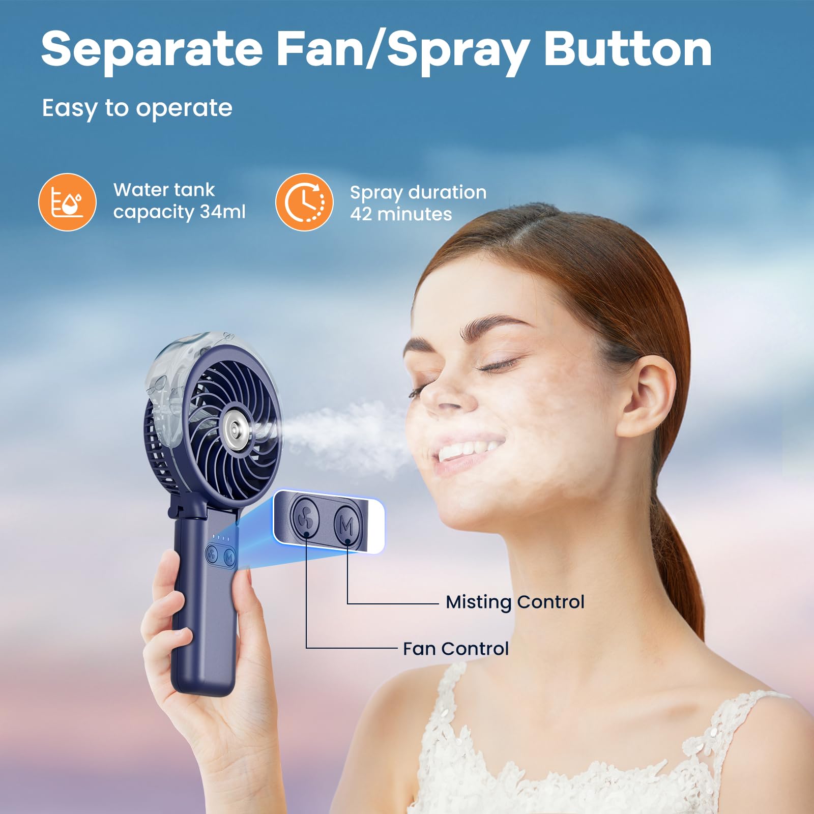 Handfan 5200Mah Portable Misting Fan With Charger, Rechargeable Handheld Personal Mister Fan, Battery Operated Spray Water Mist