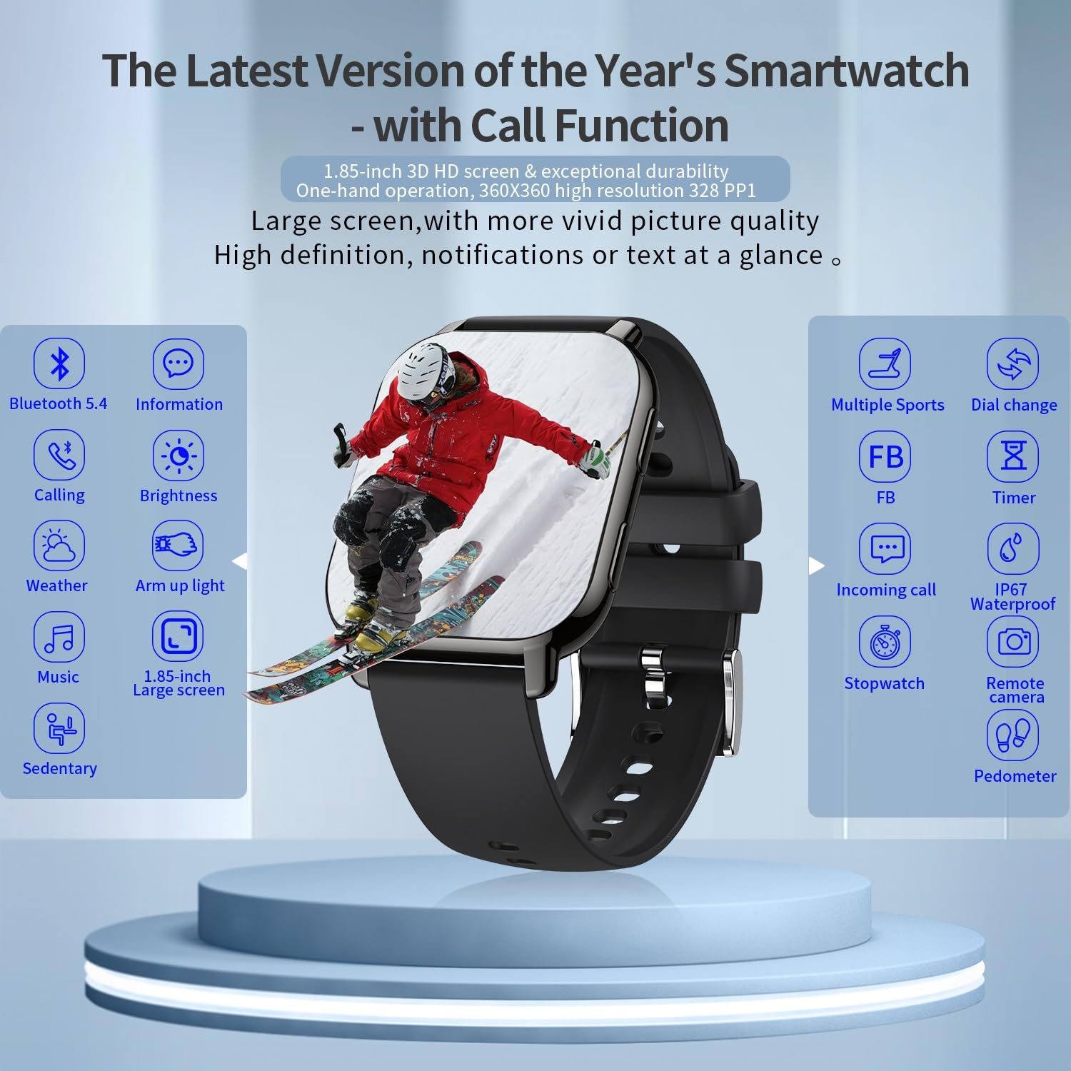 Zyvicxfj Smart Watch 1.85    Large Screen For Men And Women, Bluetooth 5.4 With Call Function Pedometer Wristwatch Sports Watch