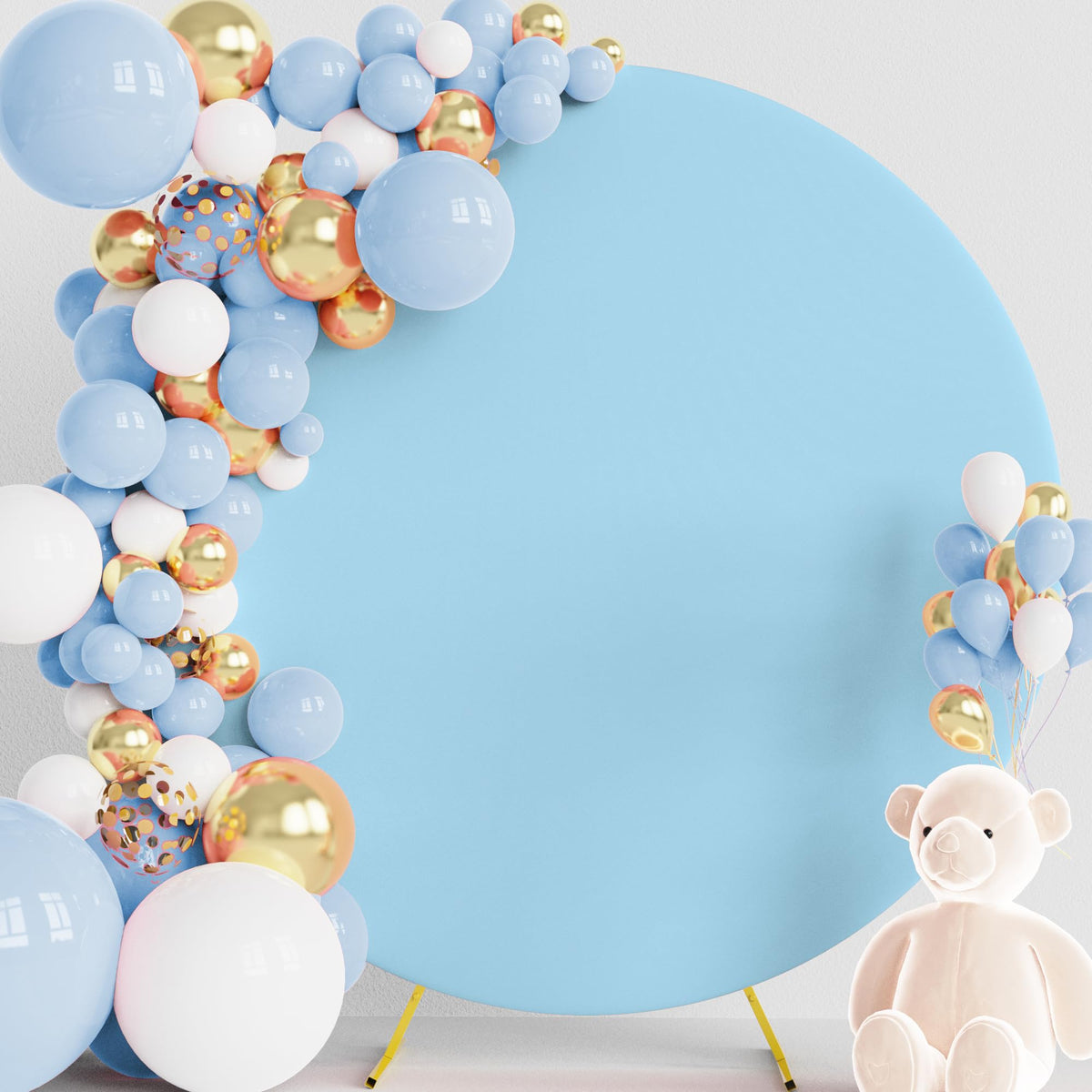 Wokceer 6.6Ft Round Backdrop Cover Round Arch Covers With Buckles Polyster Dusty Blue Circle Balloon Arch Cover For Wedding Birt