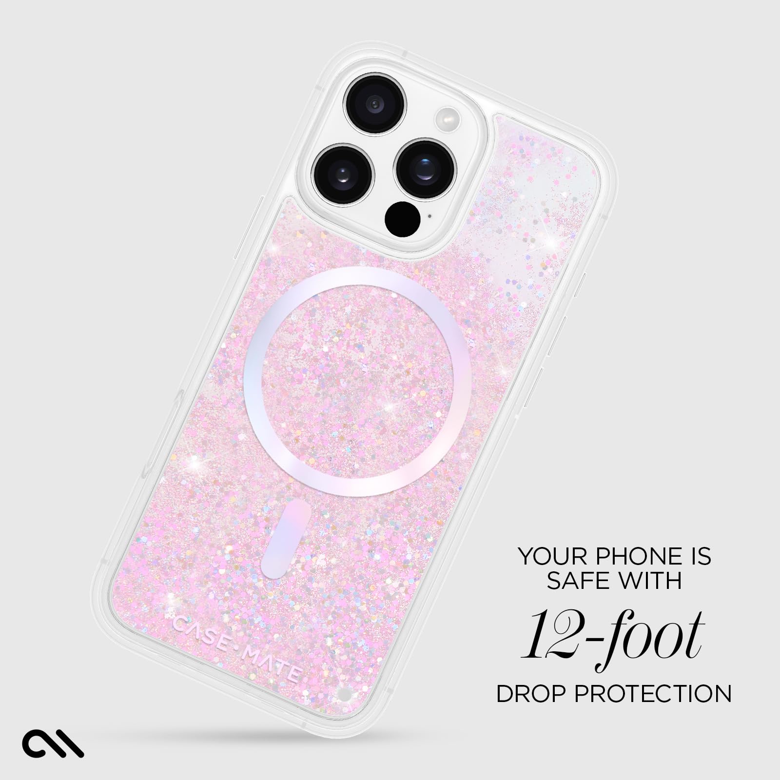 Case Mate Iphone 16 Pro Max Case [Compatible With Magsafe]   Iridescent Liquid Glitter Phone Case With 12Ft Drop Protection   Pr