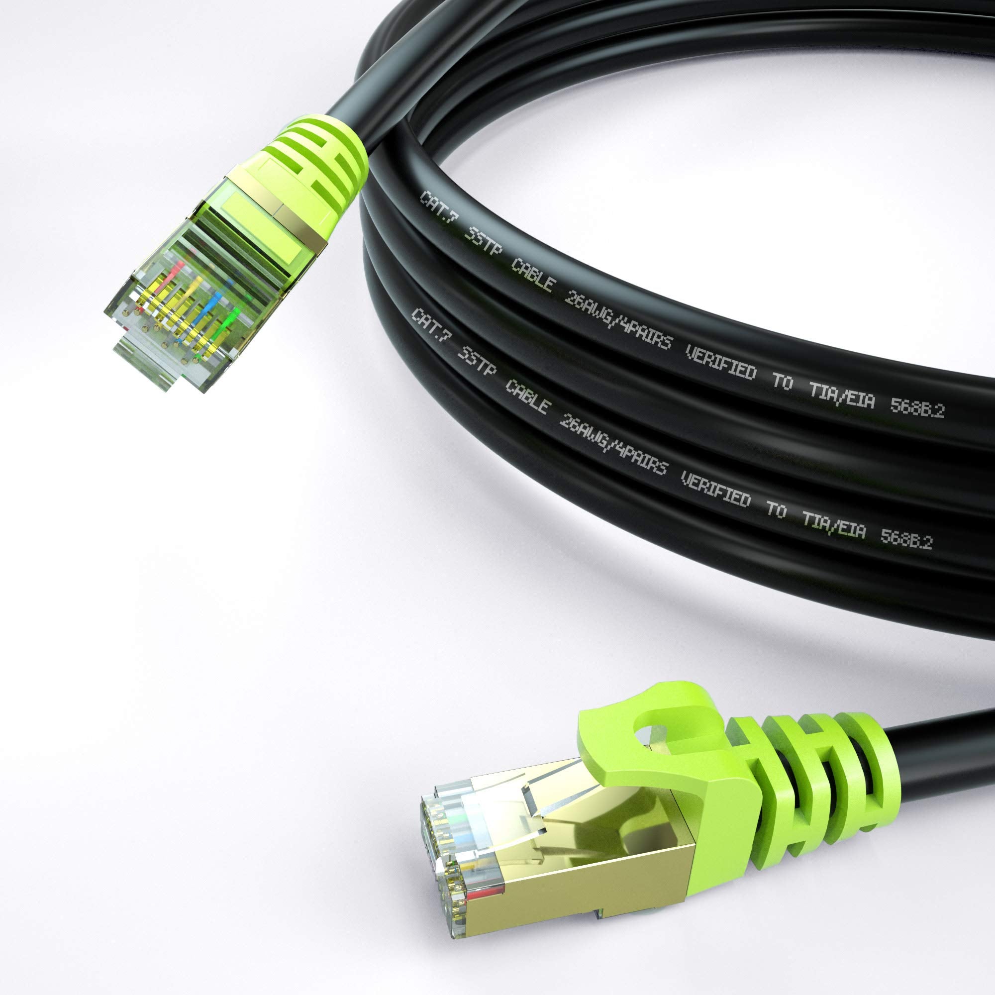 Outdoor Cat 7 Ethernet Cable 50Ft, 26Awg Heavy Duty Cat7 Networking Cord Patch Cable Rj45 Transmission Speed 10Gbpstransmission