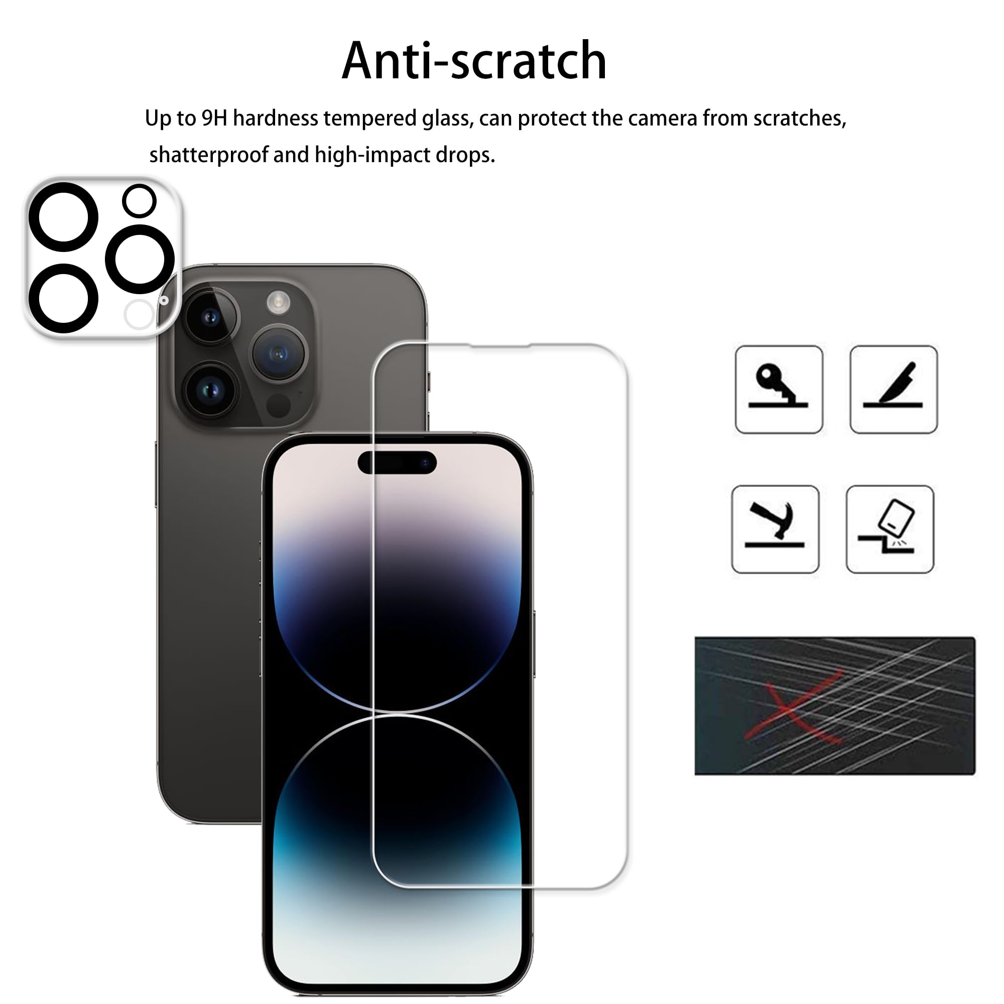 Hkkais Easy Alignment Frame Designed For Iphone14 Pro Max Tempered Glass Screen Protector 2 Pack Camera Lens Protector Film 2 Pa