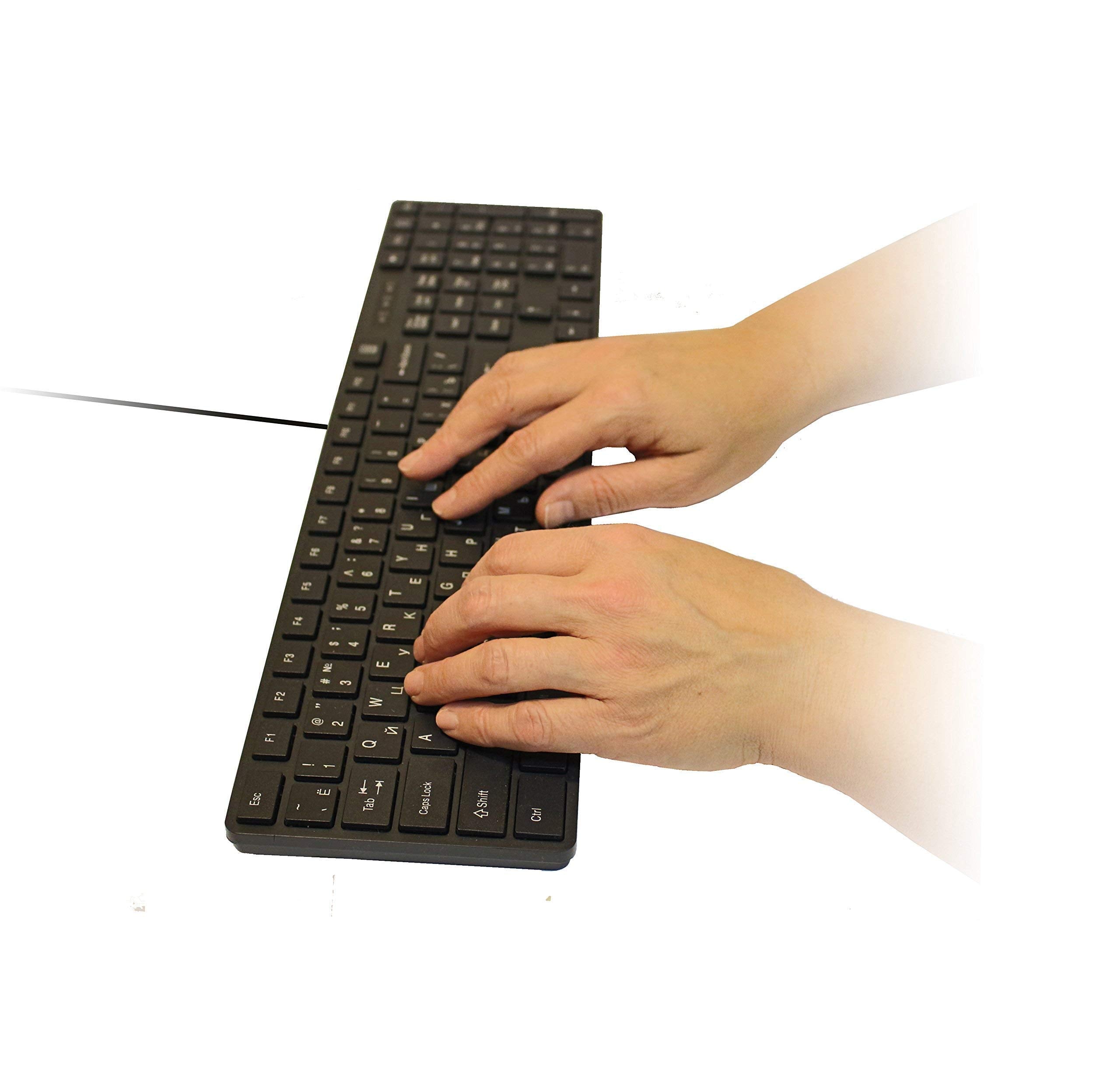 Usb Keyboard With Russian English (Cyrillic) Letters/Characters- Full Size Slim Desktop Design