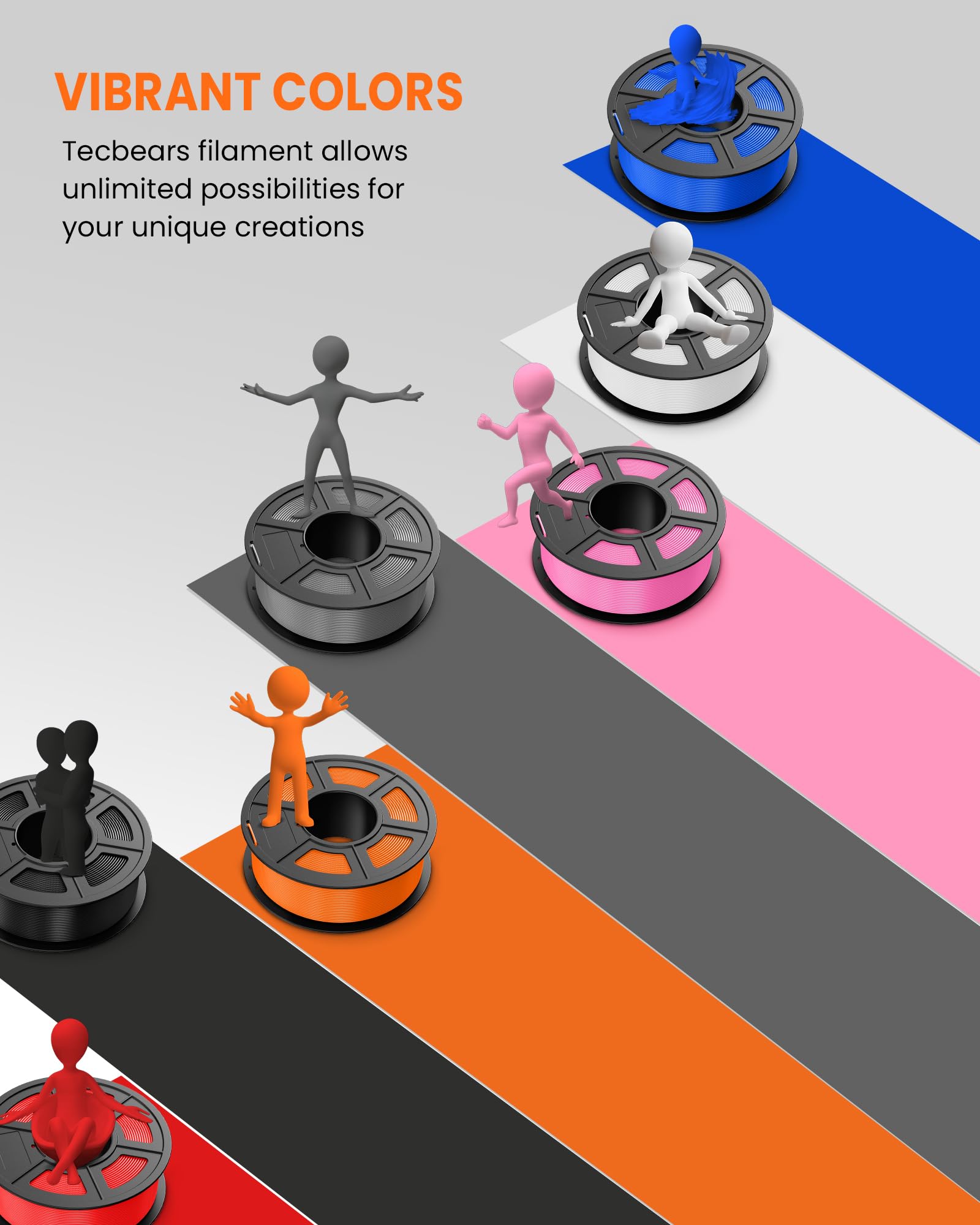 Tecbears Pla 3D Printer Filament, 4Kg Pla Filament 1.75Mm, Neatly Wound 3D Printing Filament, Dimensional Accuracy +/- 0.02 Mm,1