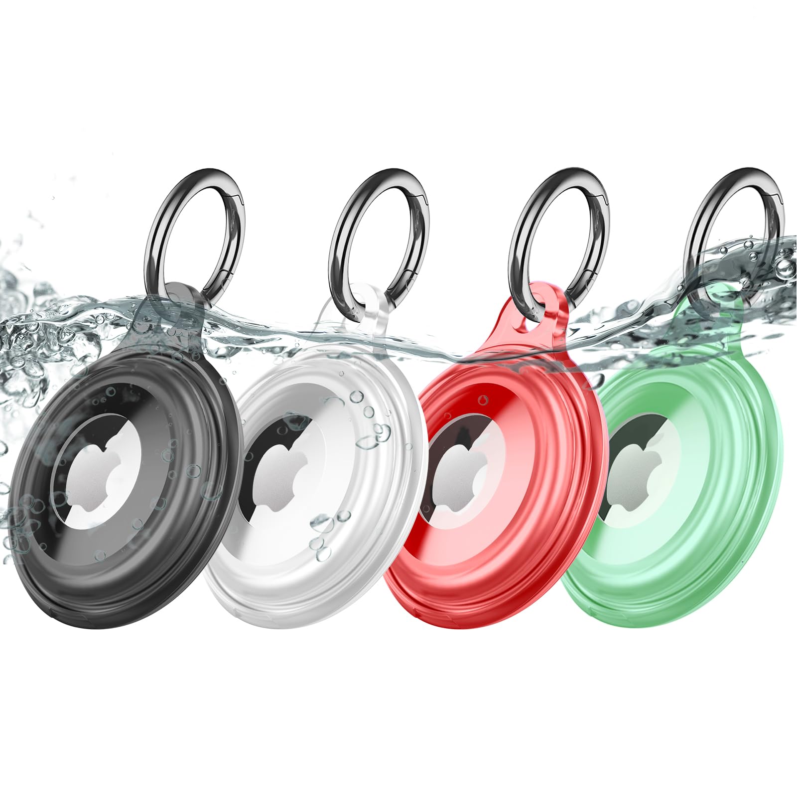 4 Pack Ipx8 Waterproof Airtag Keychain Holder Case, Lightweight, Anti Scratch, Easy Installation,Soft Full Body Shockproof Air T