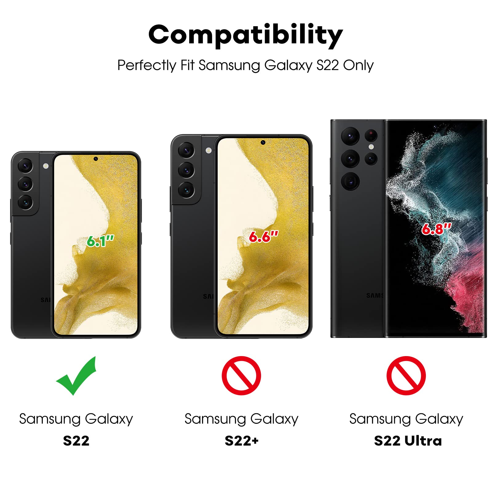 Jetech Screen Protector For Samsung Galaxy S22 5G With Camera Lens Protector, Easy Installation Tool, Tempered Glass Film, Finge