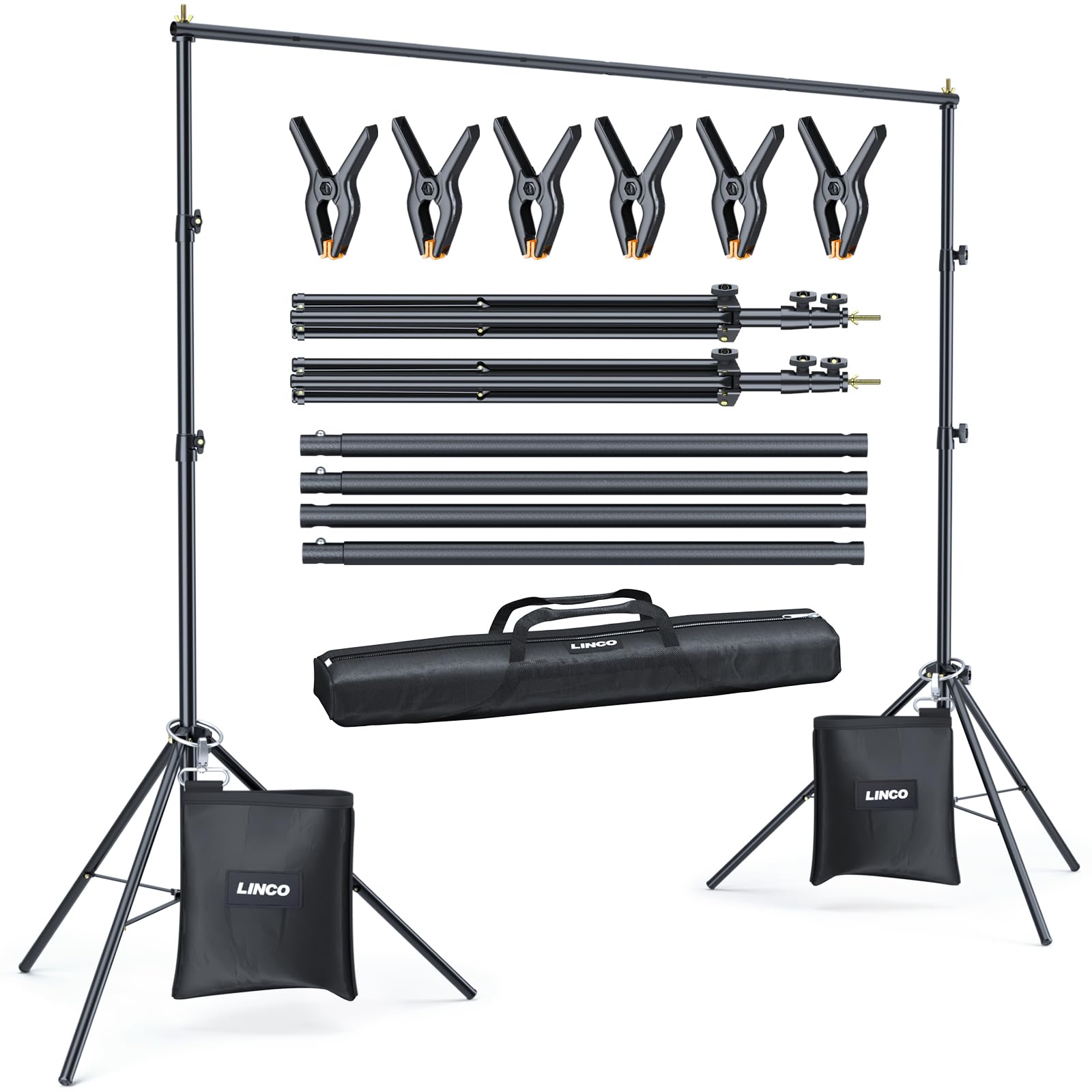 Linco Backdrop Stand For Parties Kit 10X7 Ft Adjustable Back Drop Photography Studio Photo Background Support System With Clamps