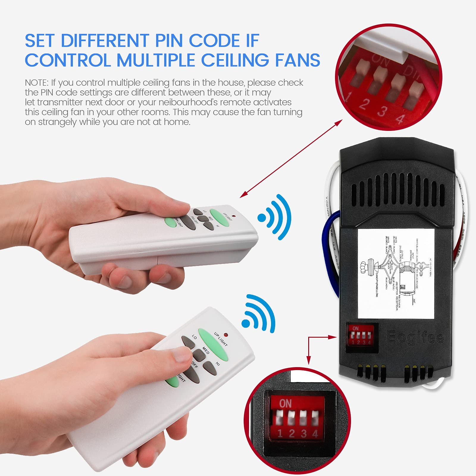 Eogifee Ceiling Fan Remote Control Replacement Of Hampton Bay Uc7078T With Up And Down Light