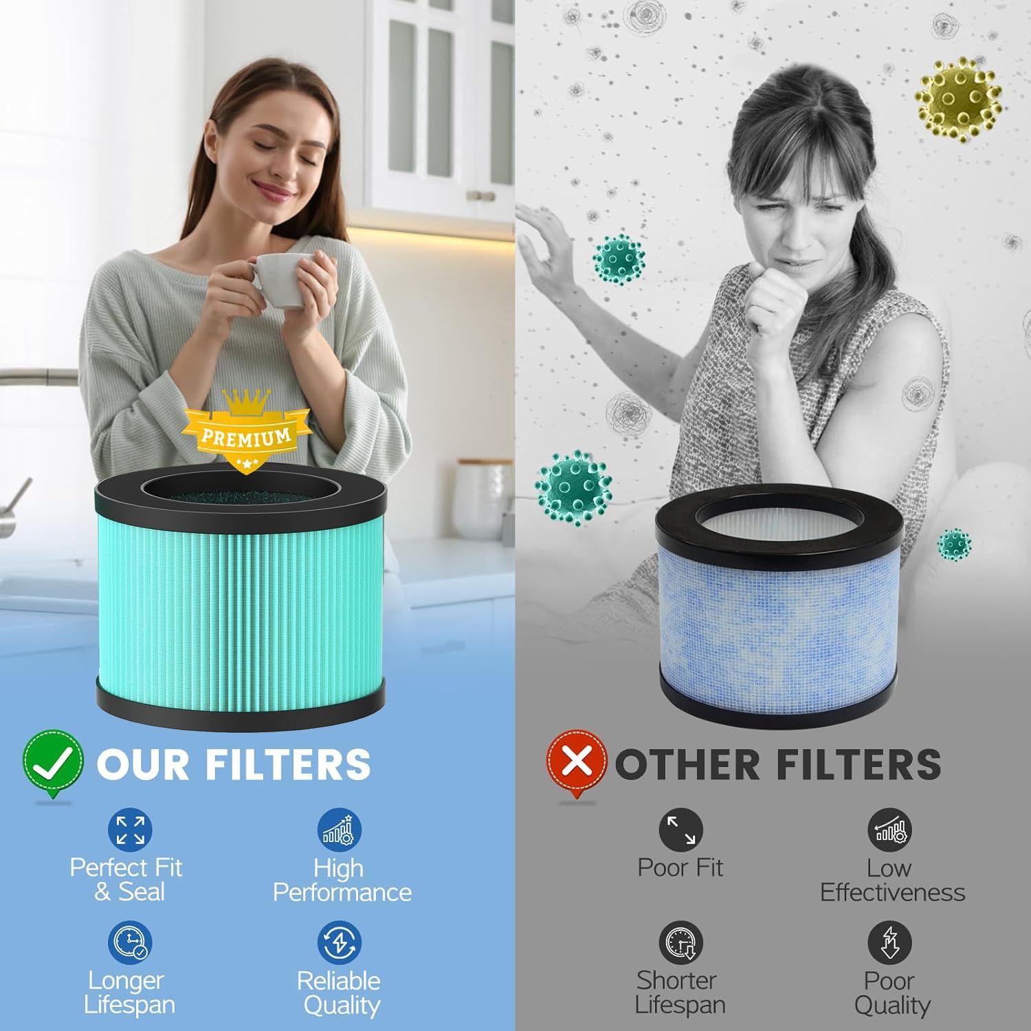 Mk01 & Mk06 Air Filter Replacement Compatible With Mk01 Mk06 Air Purifier,4 In 1 Air Filter For Tolife Tz K1,Freaire Kn6391 Hap6