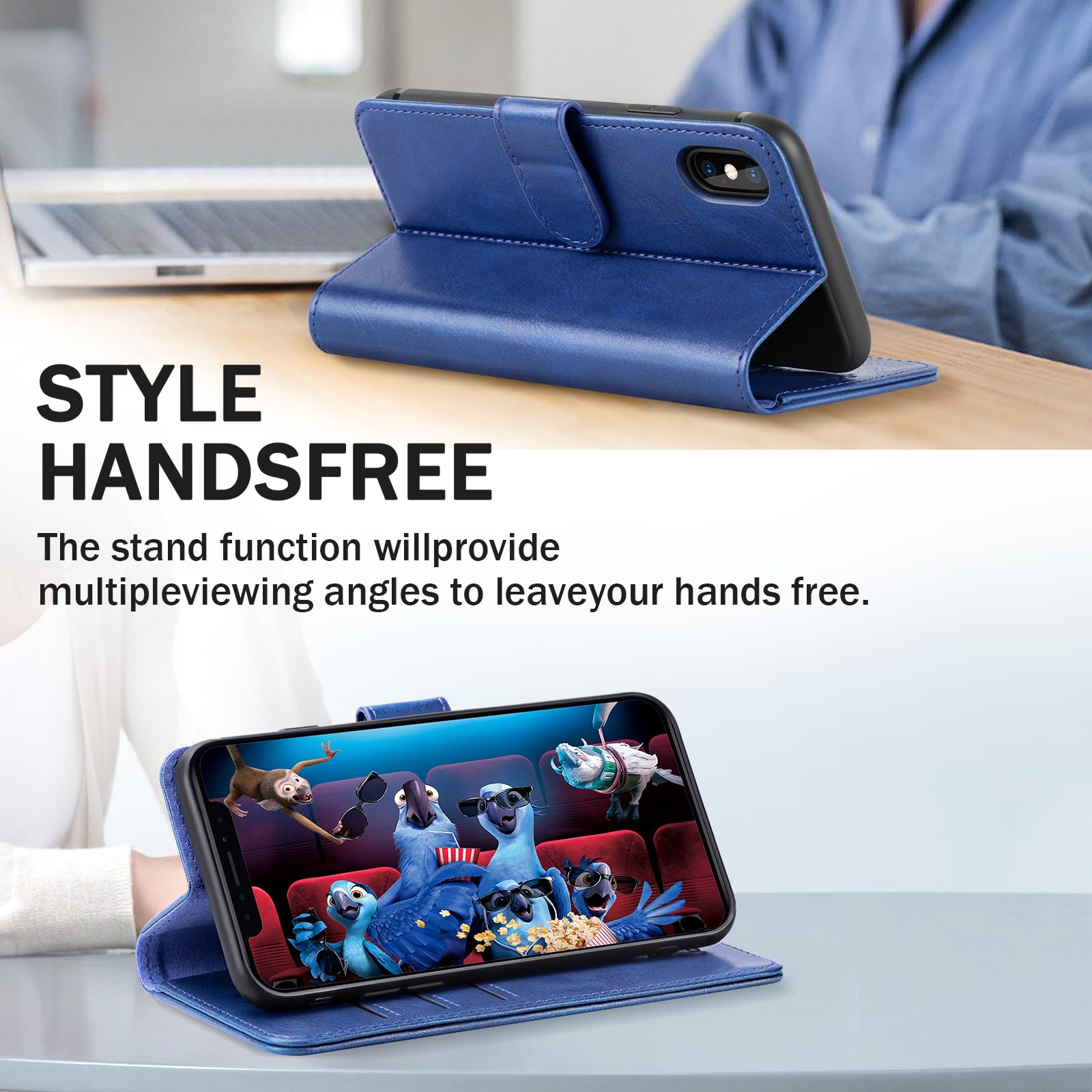 Joysidea Compatible With Iphone X | Xs Wallet Case, Pu Leather Magnetic Flip Folio Phone Case With Credit Card Holder, Stand & S