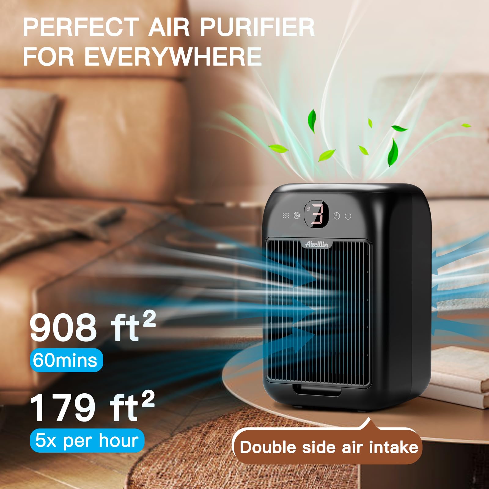 Aircillin 2 Pack Air Purifiers For Home Large Room Up To 908 Sq Ft Each One, Hepa Air Purifiers For Bedroom With Aromatherapy, H