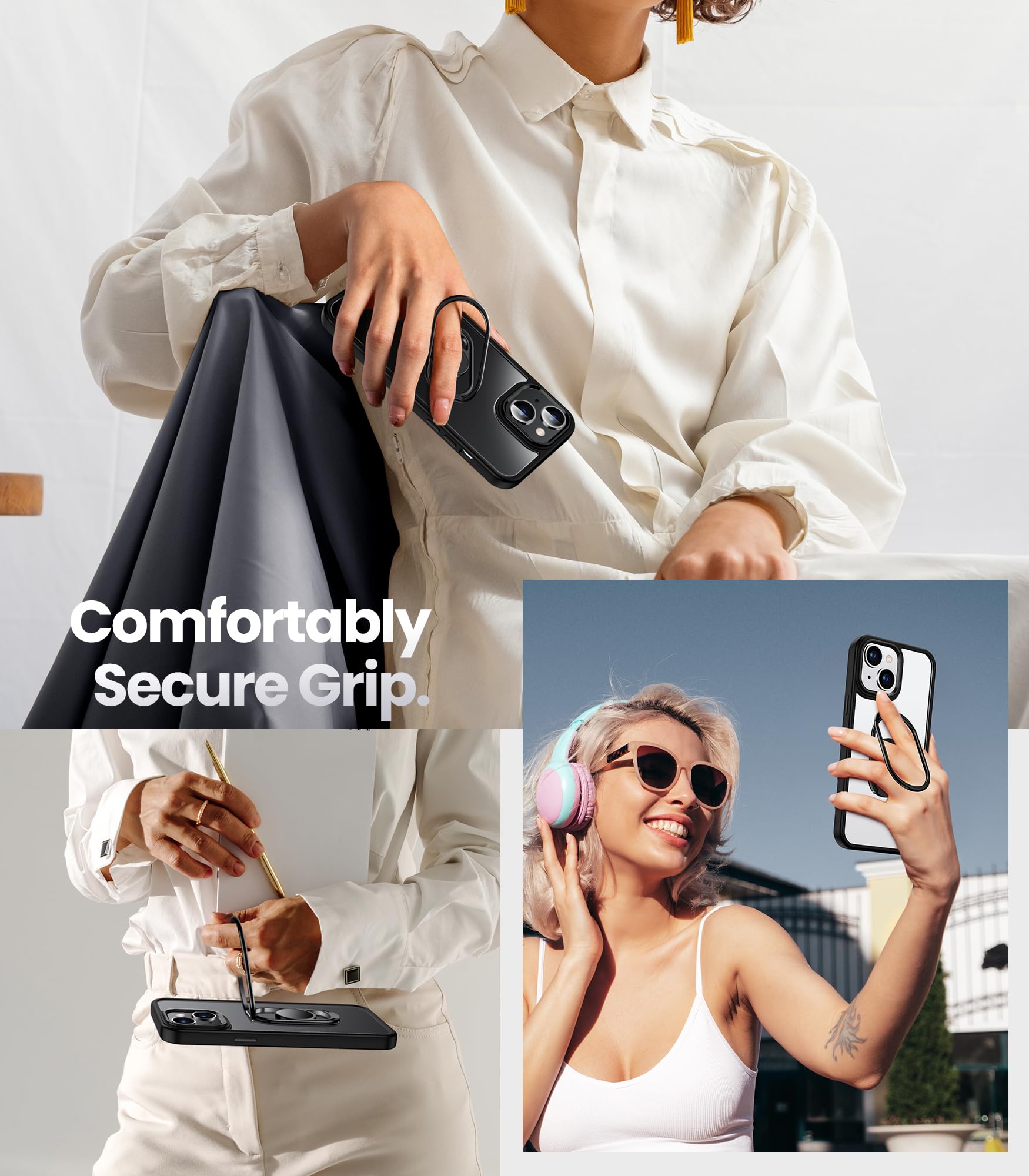 Shields Up For Iphone 15 Plus Case With Stand, Phone Case Clear With Double Ring Holder [Adjustable & Foldable] Shockproof Prote