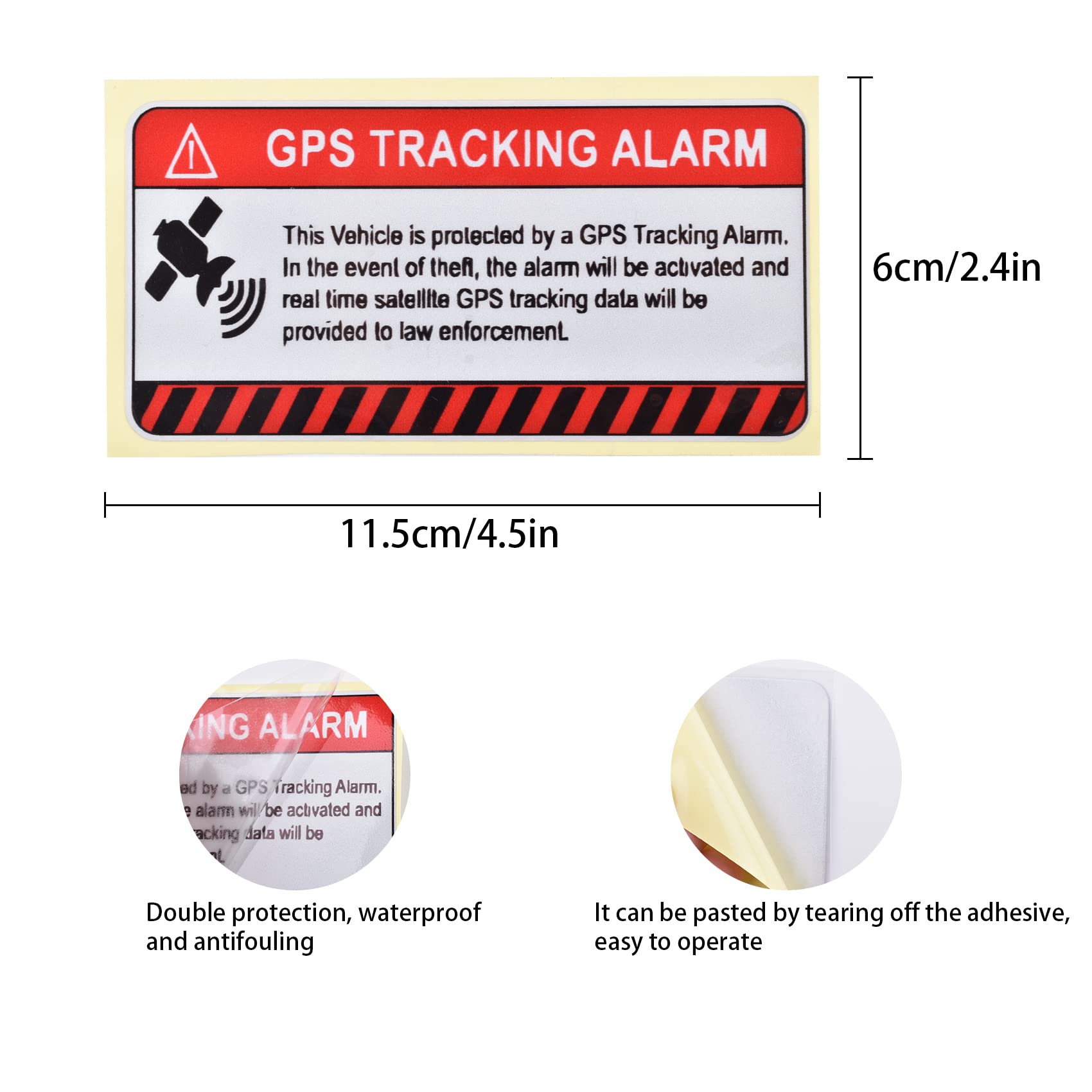 10 Pcs Gps Tracking Sticker, Car Alarm Sticker, Self Adhesive Anti Theft Car Decals With Gps Tracking Warning Sign, 2 X 4 Inch