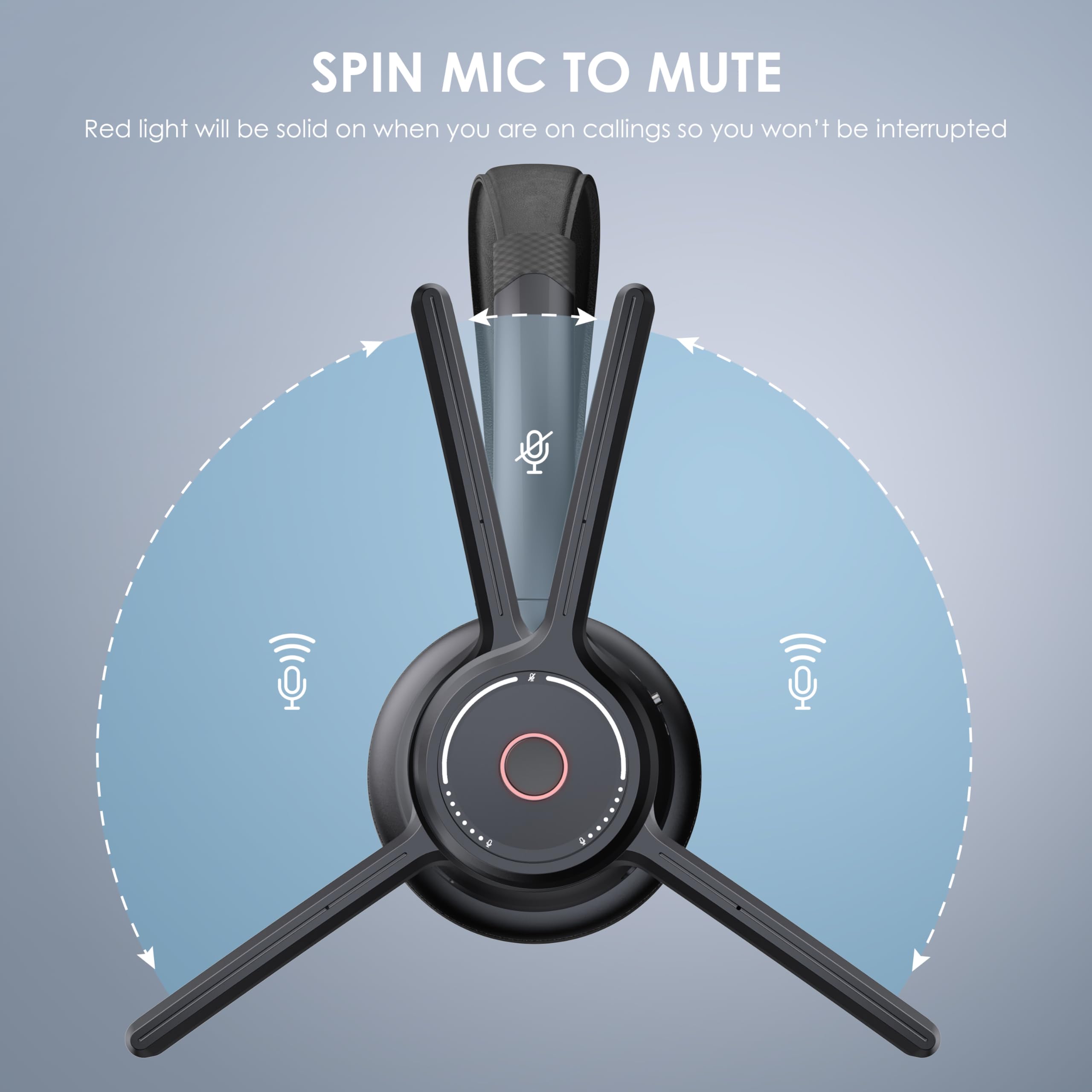 Gixxted Bluetooth Headset, Wireless Headset With Noise Cancelling Microphone For Work, On Ear Headphones With Usb Dongle And Mut