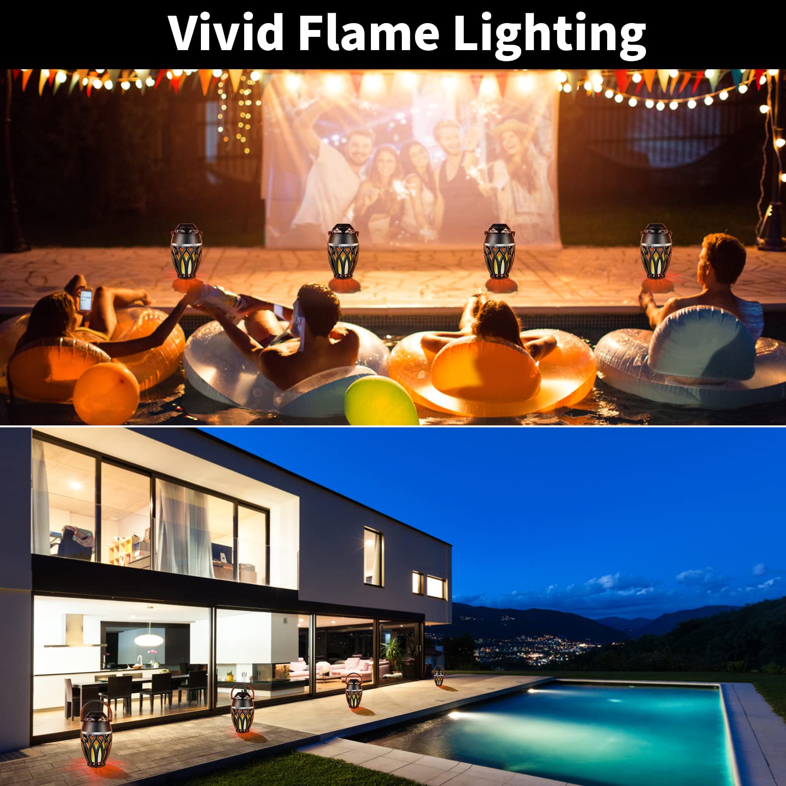 Vanten Outdoor Bluetooth Speakers, Bluetooth 5.0 Led Flame Speaker, Ipx5 Waterproof Flame Torch Atmosphere Speaker, Patio Speake