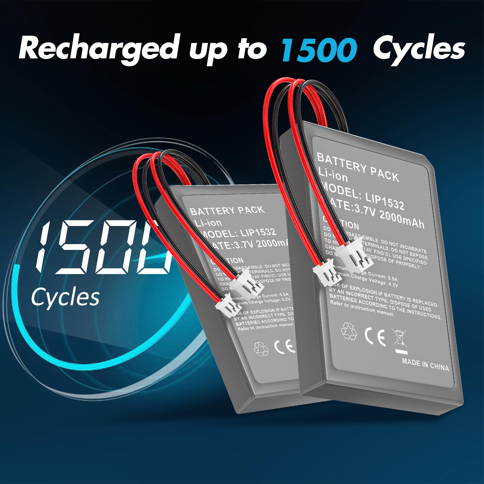 Kekucull 2 Pack 2000Mah Batteries For Ps4/Ps4 Pro/Ps4 Slim Controller,Replacement Lithium Battery For Playstation Ps4/Ps4 Pro/Ps