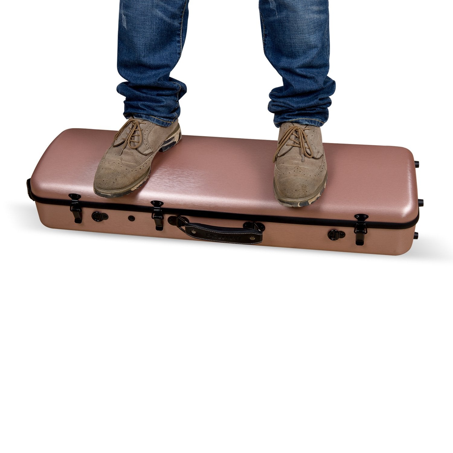 Crossrock Poly Carbon Case fits 4/4 violins, Anti-scratch Oblong Flight Case in Rose Gold(CRF4020OVRG)