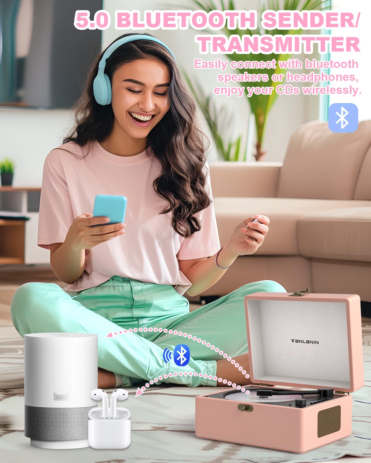 Cd Player Portable For Home With Upgraded Speakers Bluetooth In/Out Rechargeable Desktop Cd Player With Led Screen Boombox Music