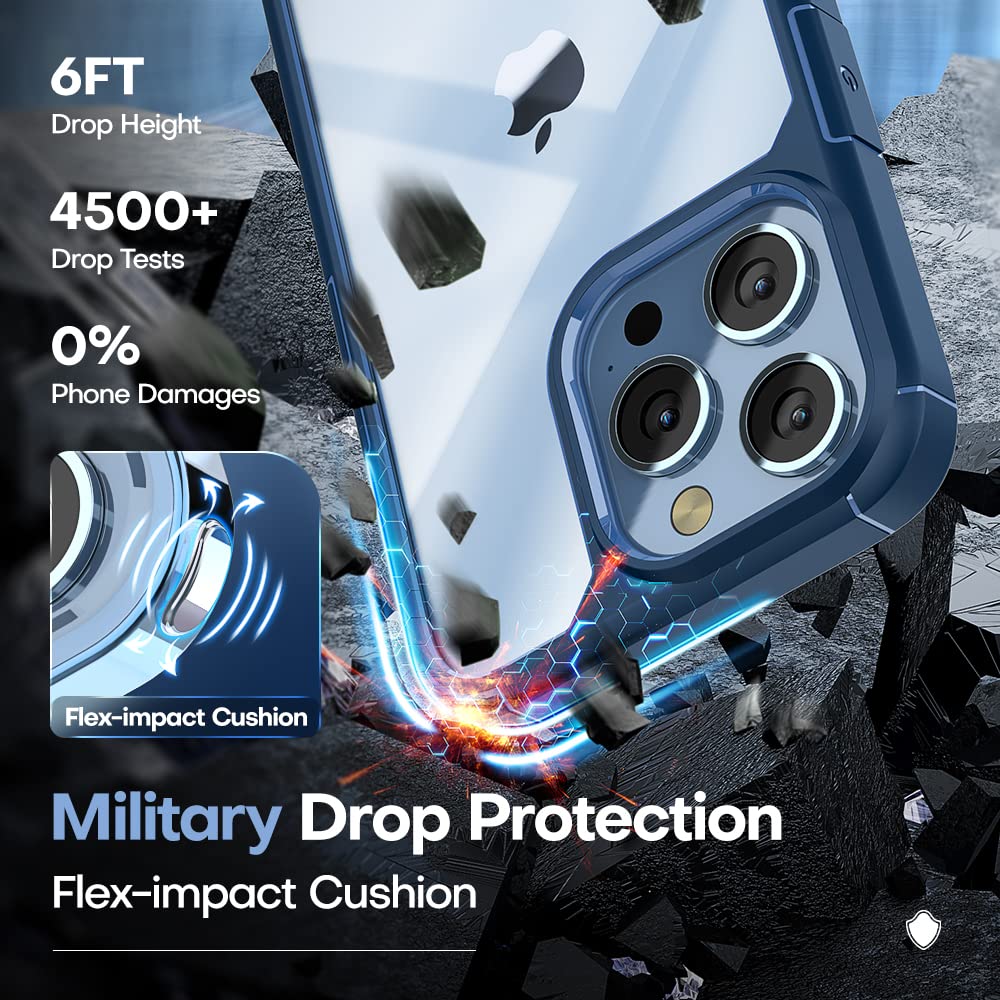 Tauri 5 In 1 For Iphone 13 Pro Max Case Blue, [Military Grade Drop Protection] Slim Shockproof Phone Lanyard Case 6.7 Inch