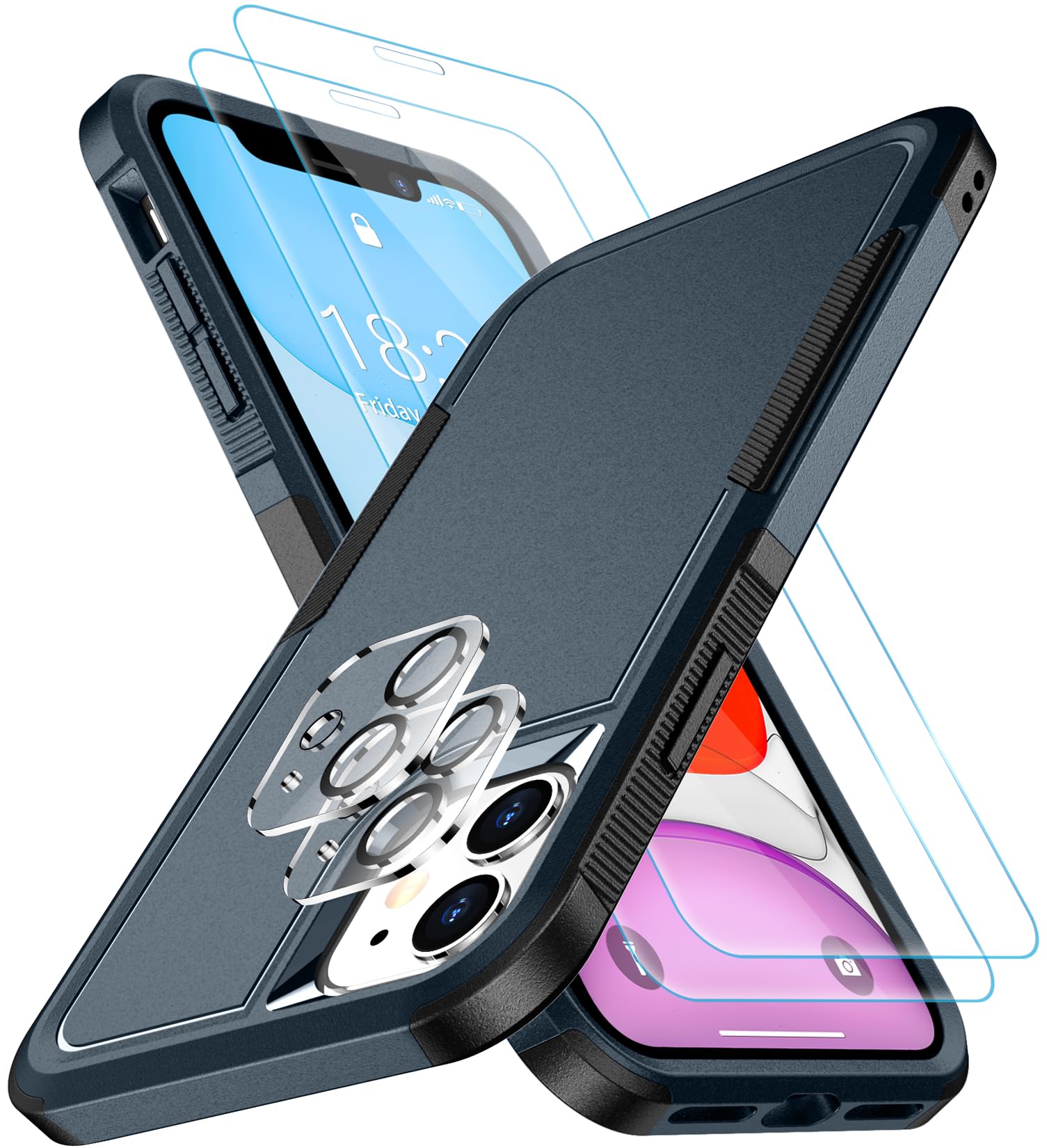 Spidercase Designed For Iphone 11 Case,[10 Ft Military Grade Drop Protection],With 2 Pcs[Tempered Glass Screen Protector+Camera