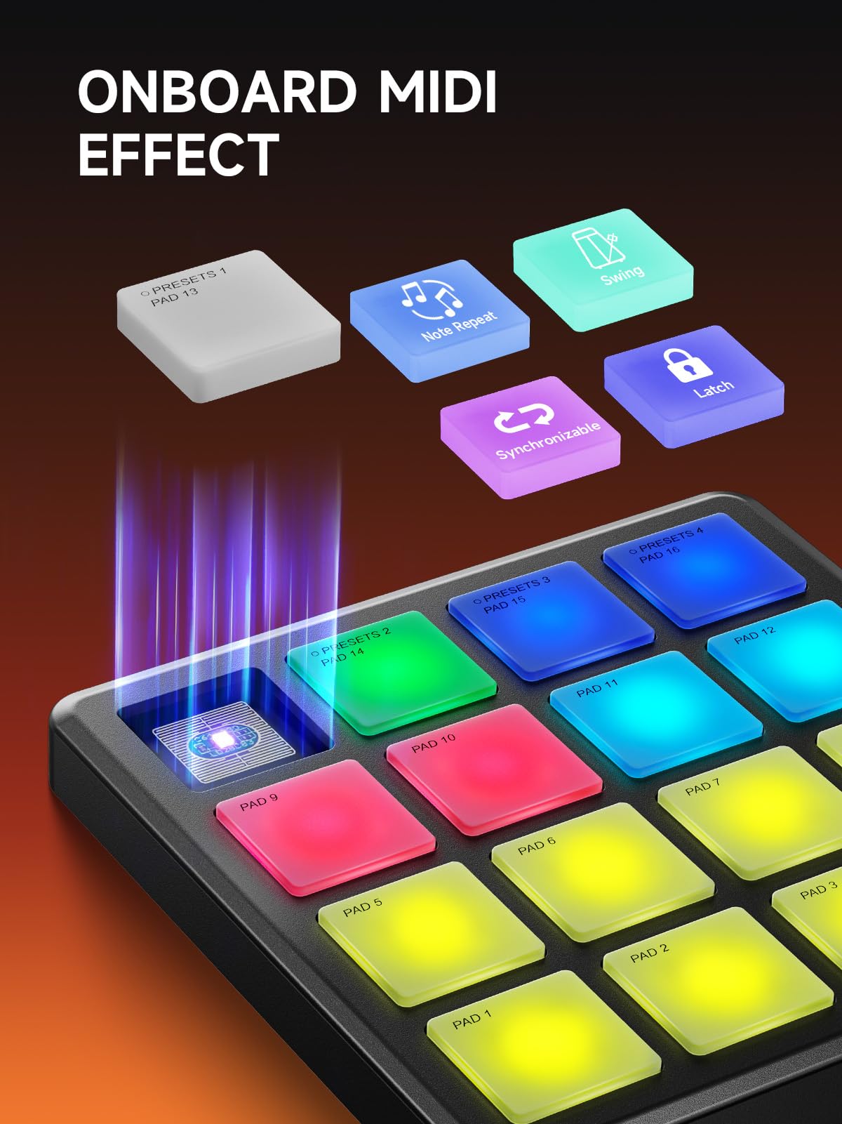 Donner Midi Controller Pad Beat Maker Machine, Portable Drum Machine With 16 Beat Pads,Note Repeat And Music Production Software