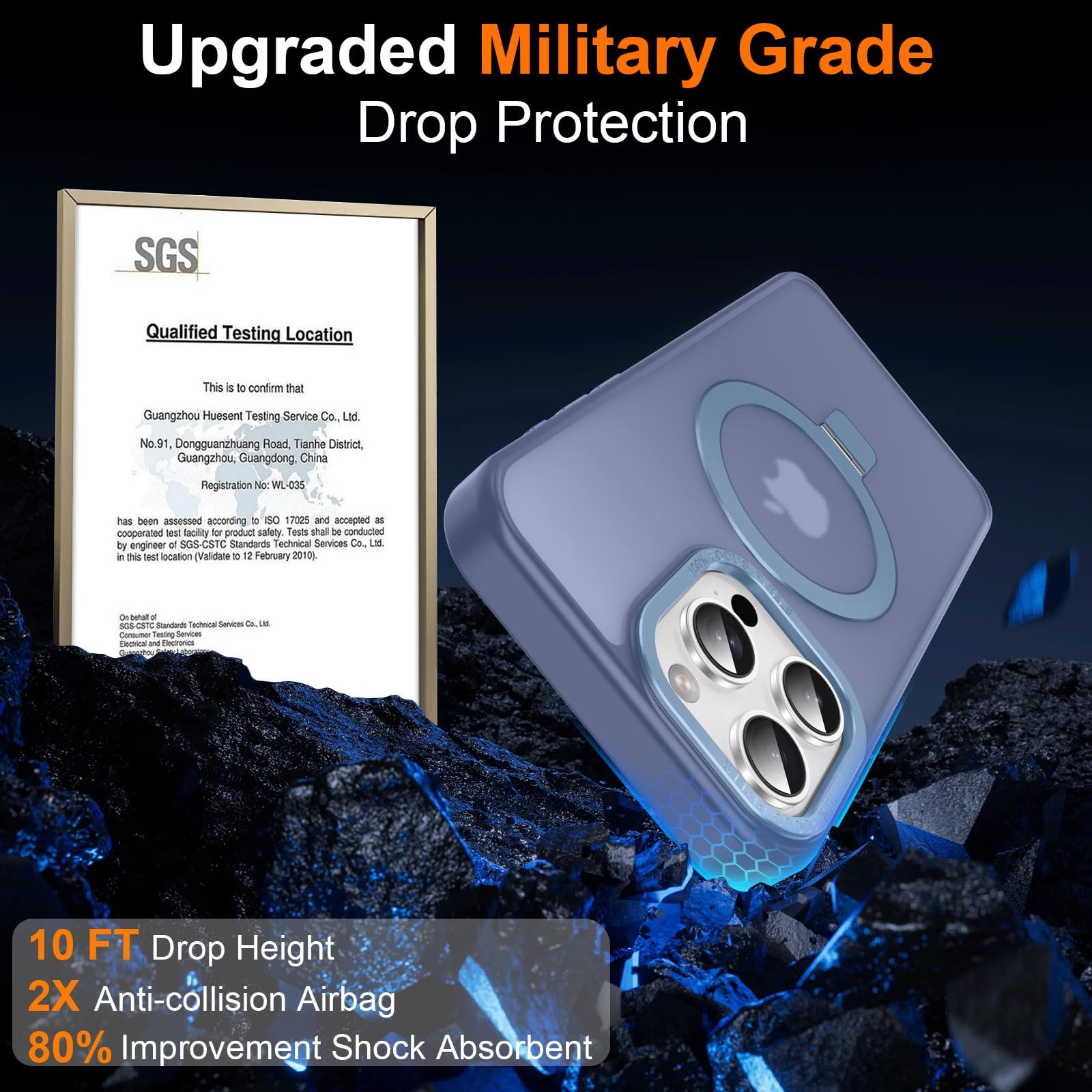 Lufanbis Magnetic For Iphone 13 Pro Case With Ring Stand, Slim Translucent Matte Back Shockproof Phone Case For Iphone 13 Pro 6.