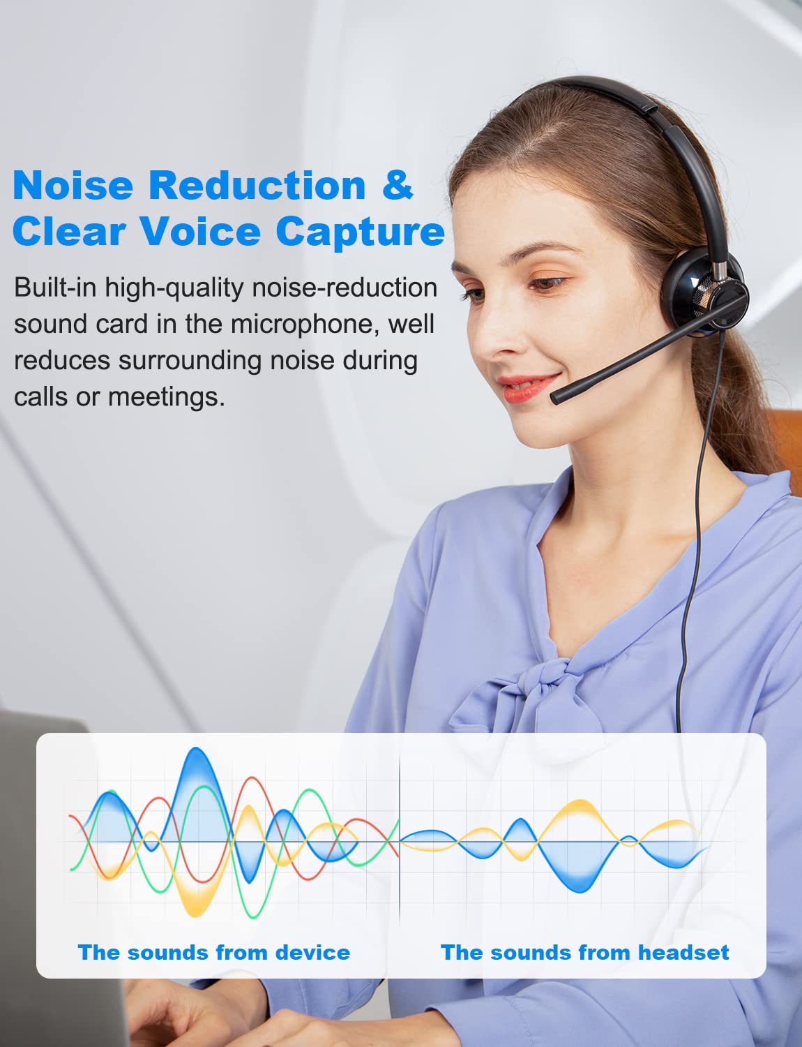 New Bee Usb Headset With Microphone For Pc, Computer Headset With In Line Mute Volume Control Wired Headset For Laptop, Skype, Zoom, Call Center, Meetings, Webinar, Home