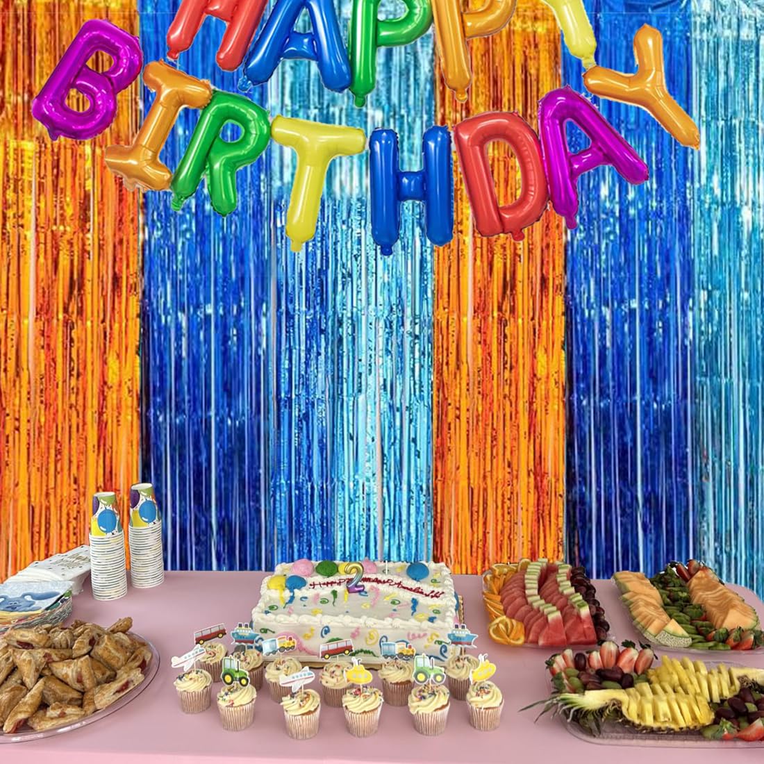 Blue Dog Party Decorations Backdrop Streamers Party Decorations, Blue Dog Birthday Party Suppiles, Foil Fringe Backdrop Curtains