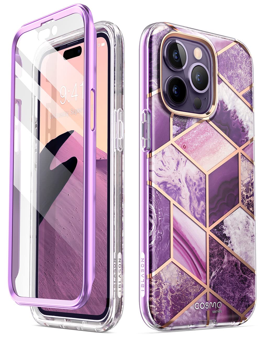 I Blason Cosmo For Iphone 14 Pro Max Phone Case [Built In Screen Protector] [Military Grade Protection] Slim Full Body Stylish P