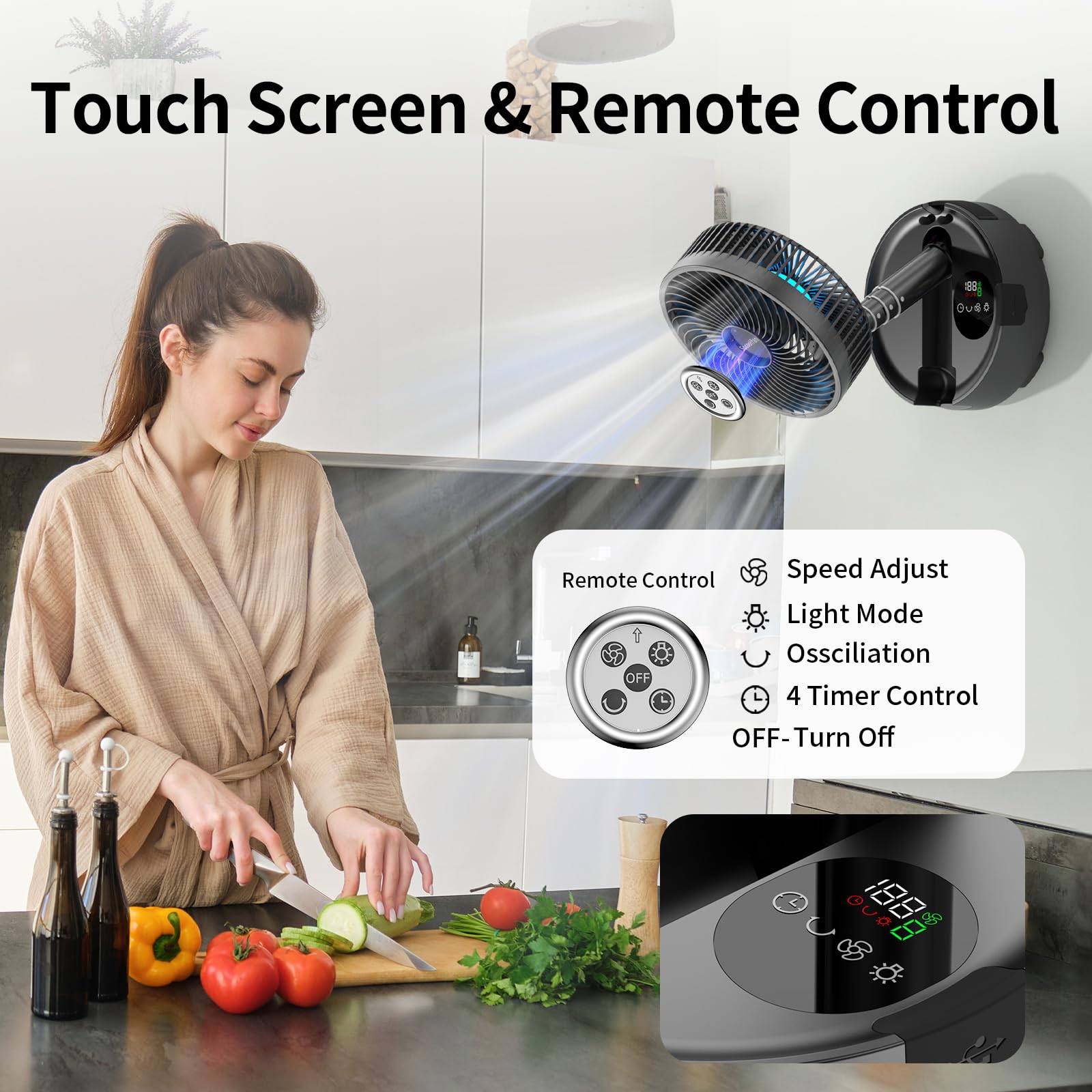 Socool 20000Mah 8 Inch Portable Fan Battery Operated Fans, Oscillating Charging Fan, Remote Control Led Light, 112 Hours Portabl