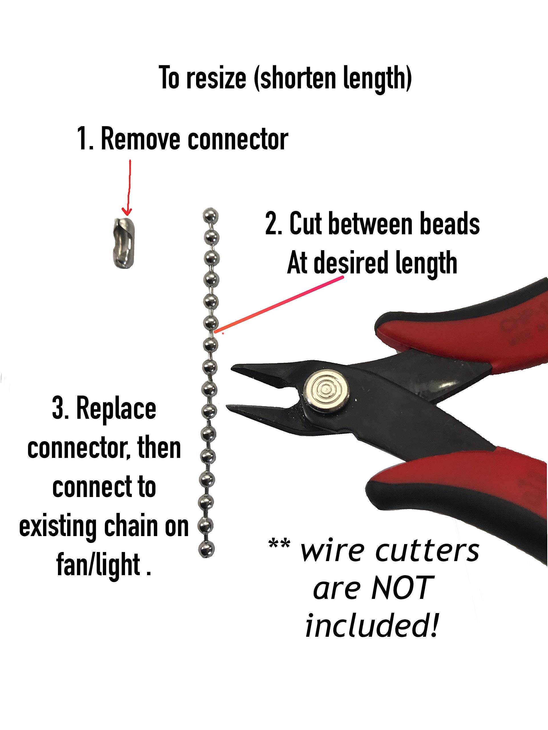 Circus Elephant Fan Light Pull Chain Replacement Set Silver Tone 3.2Mm