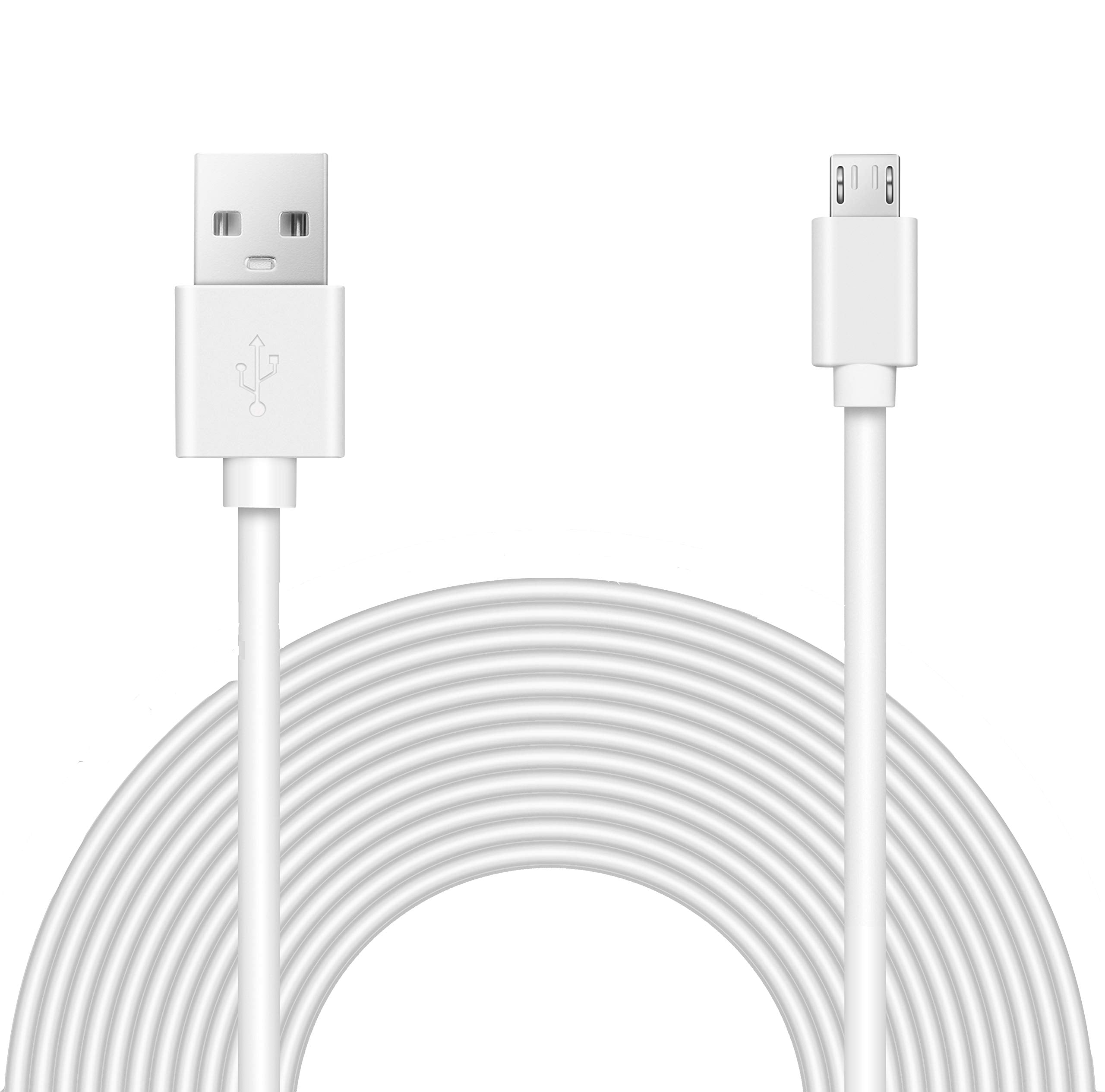 15Ft Power Extension Cable Compatible With Wyze Cam V3 Indoor Outdoor, Blink, Echo, And More.   White  