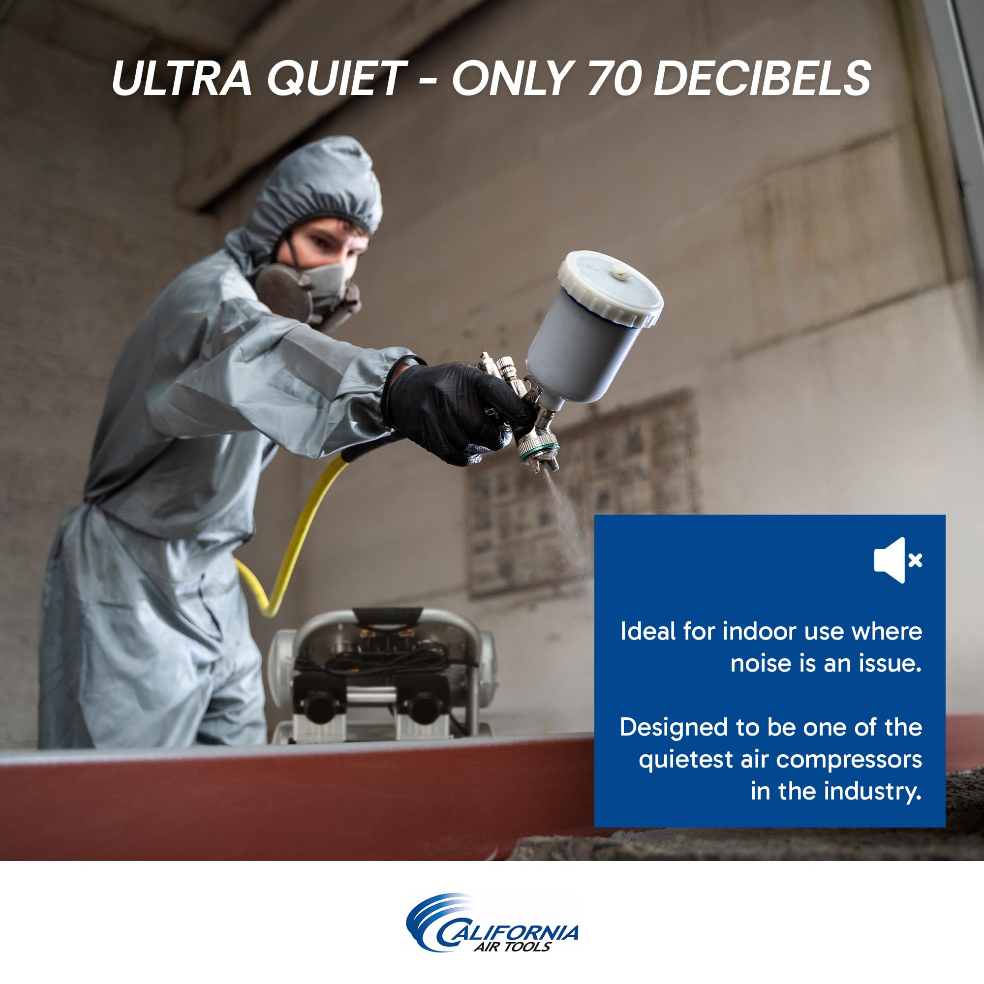 California Air Tools Cat 4620Ac 4Gal 2Hp Twn Compressor, Silver