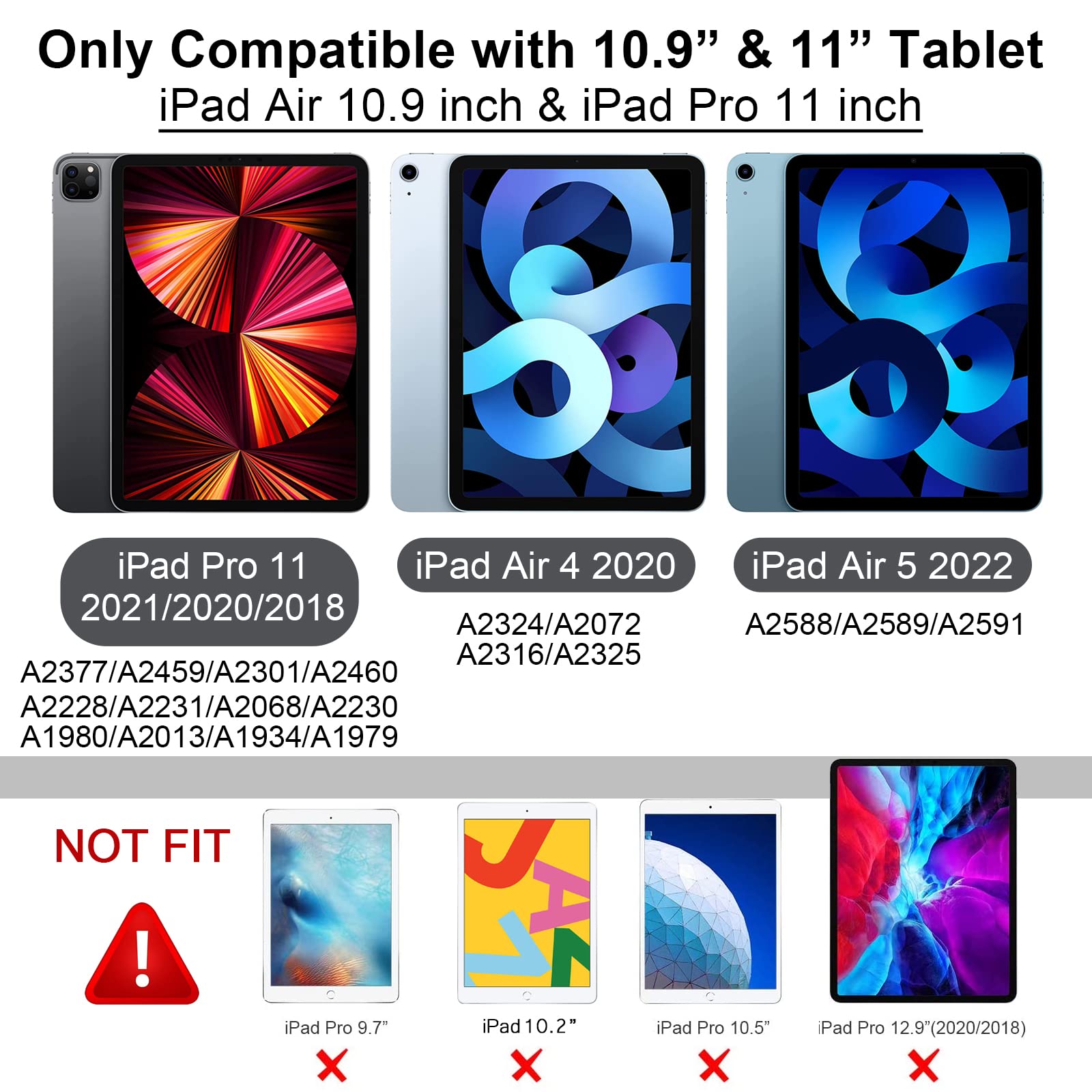 Zonefoker For Ipad Air 5Th/4Th Generation Case (2022/2021), Ipad Pro 11 Inch Case (3Rd/2Nd Gen/2018), Ipad Air 10.9 Case With Pe