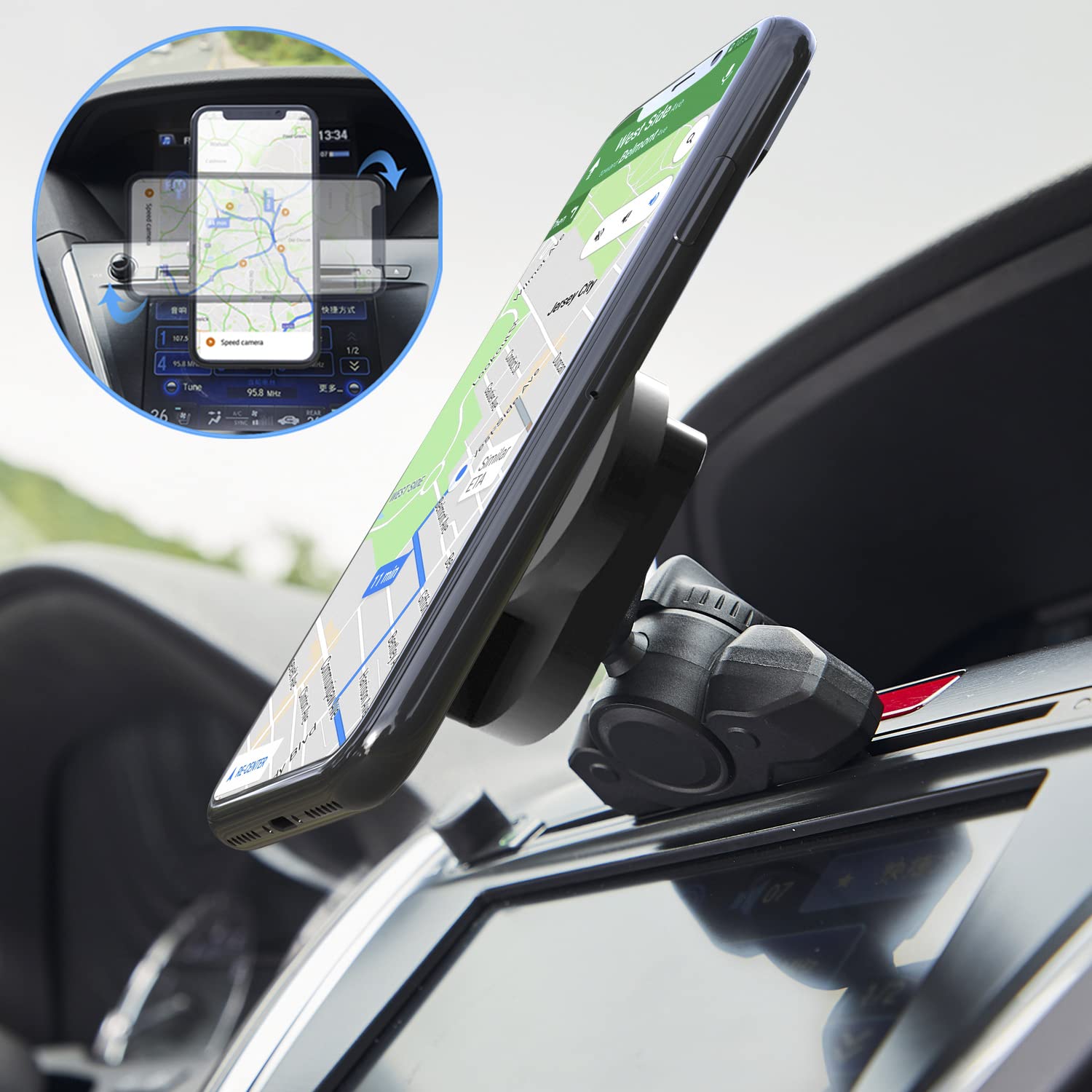 Jctriway Cd Slot Car Grips Phone Holder,Cd Slot Phone Holder For Grip/Socket,Car Mount For Pop Socket Compatible With Magsafe Wa