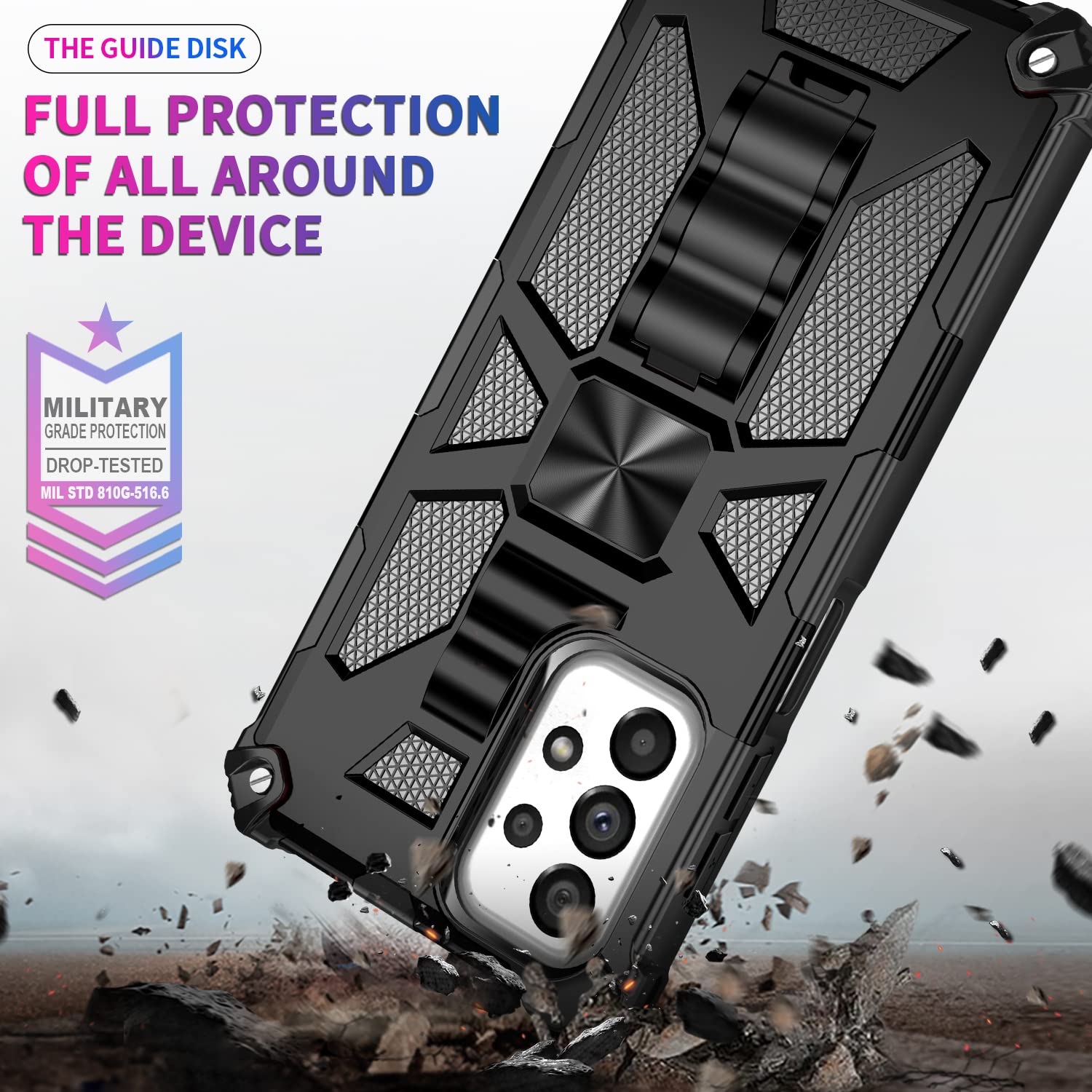 For Galaxy A23 5G/4G Case,Samsung A23 Case W/Tempered Glass Screen Protector(Full Coverage) [Full-Body][15Ft Mil-Grade][Built-In