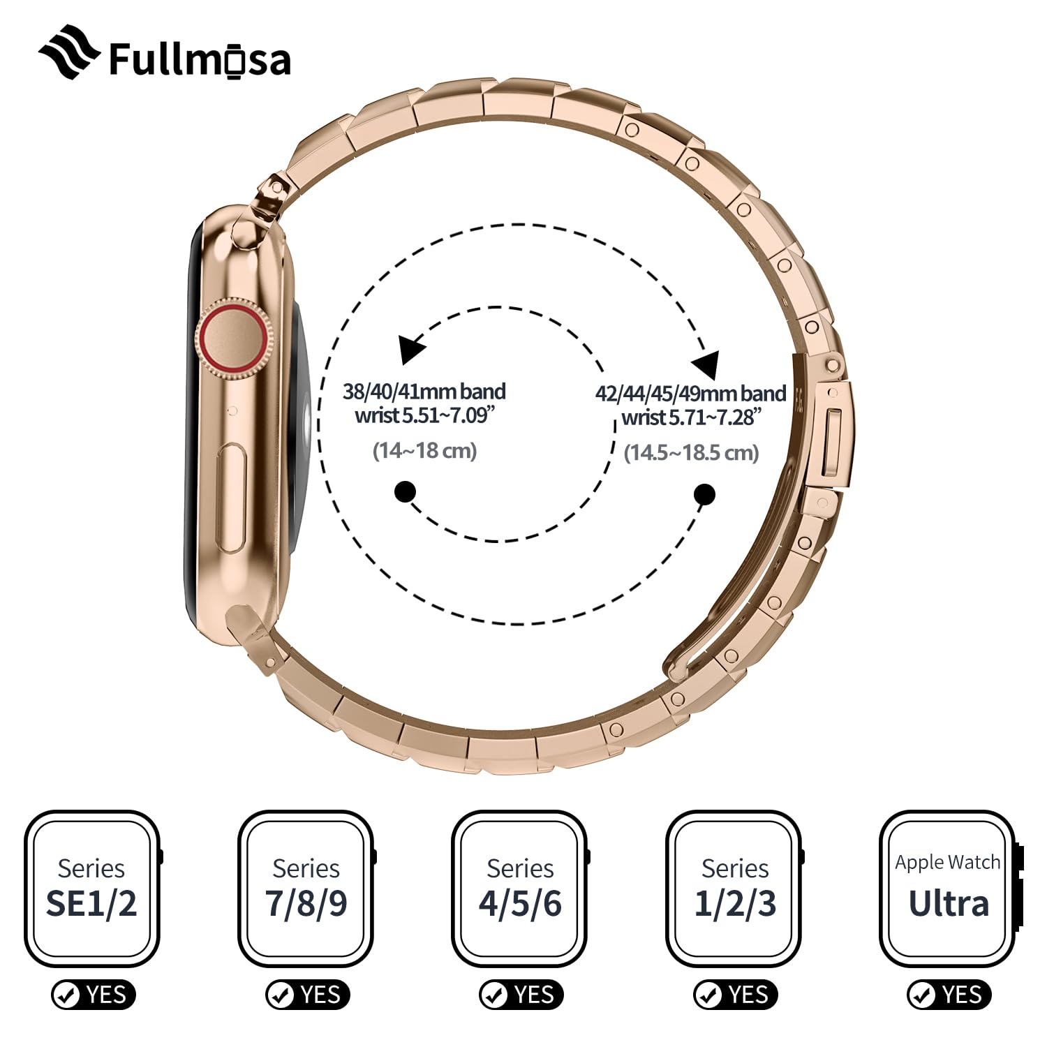 Fullmosa Compatible With Apple Watch Band Stainless Steel 49Mm 45Mm 44Mm 42Mm 41Mm 40Mm 38Mm,Women Slim Band For Iwatch Ultra2/U