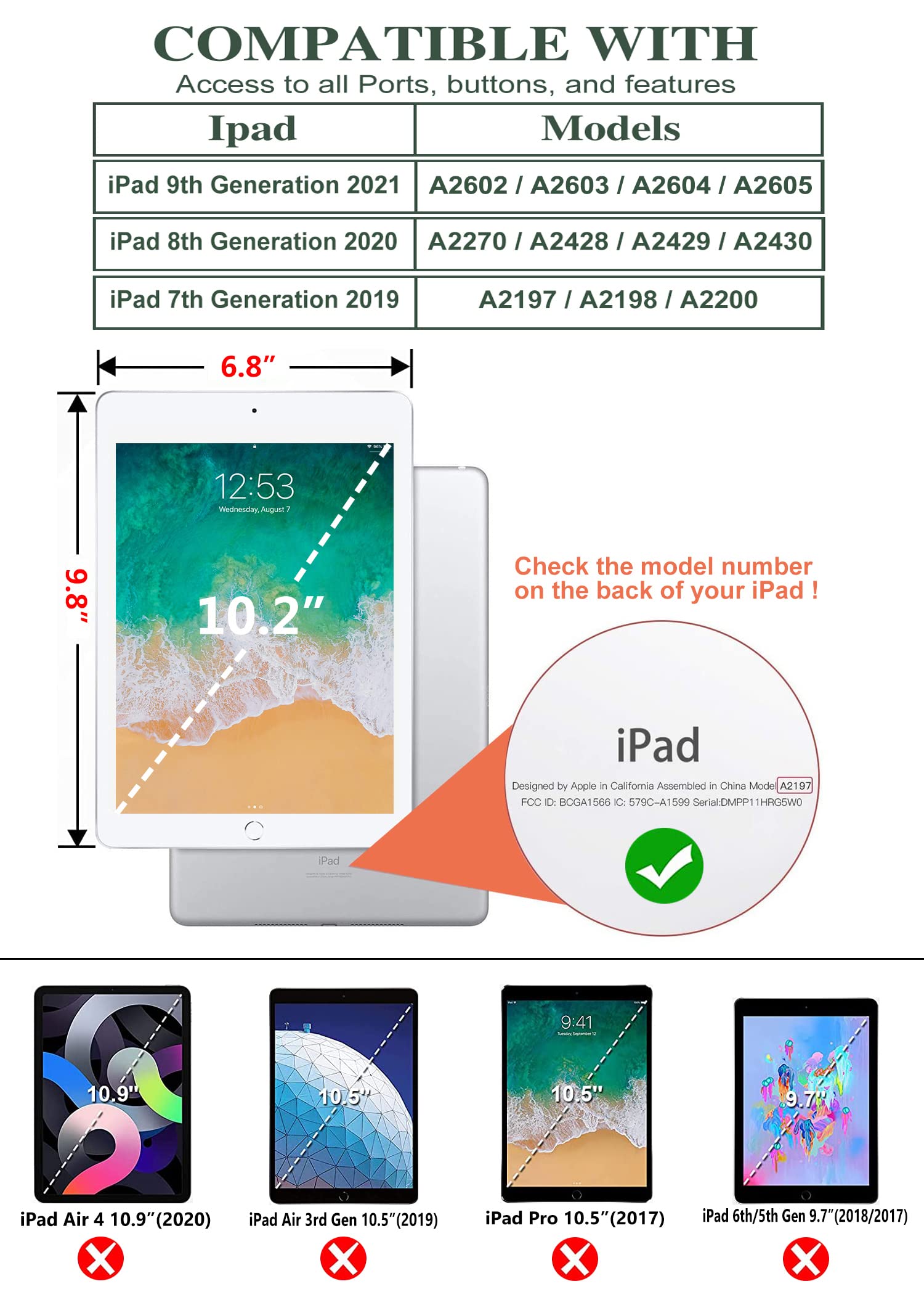 Ipad 10.2 Case 7Th/9Th Generation Cover 2019/2021, Ipad 8Th Generation 2020 Case, Vimorco Protective Leather Case, Adjustable St