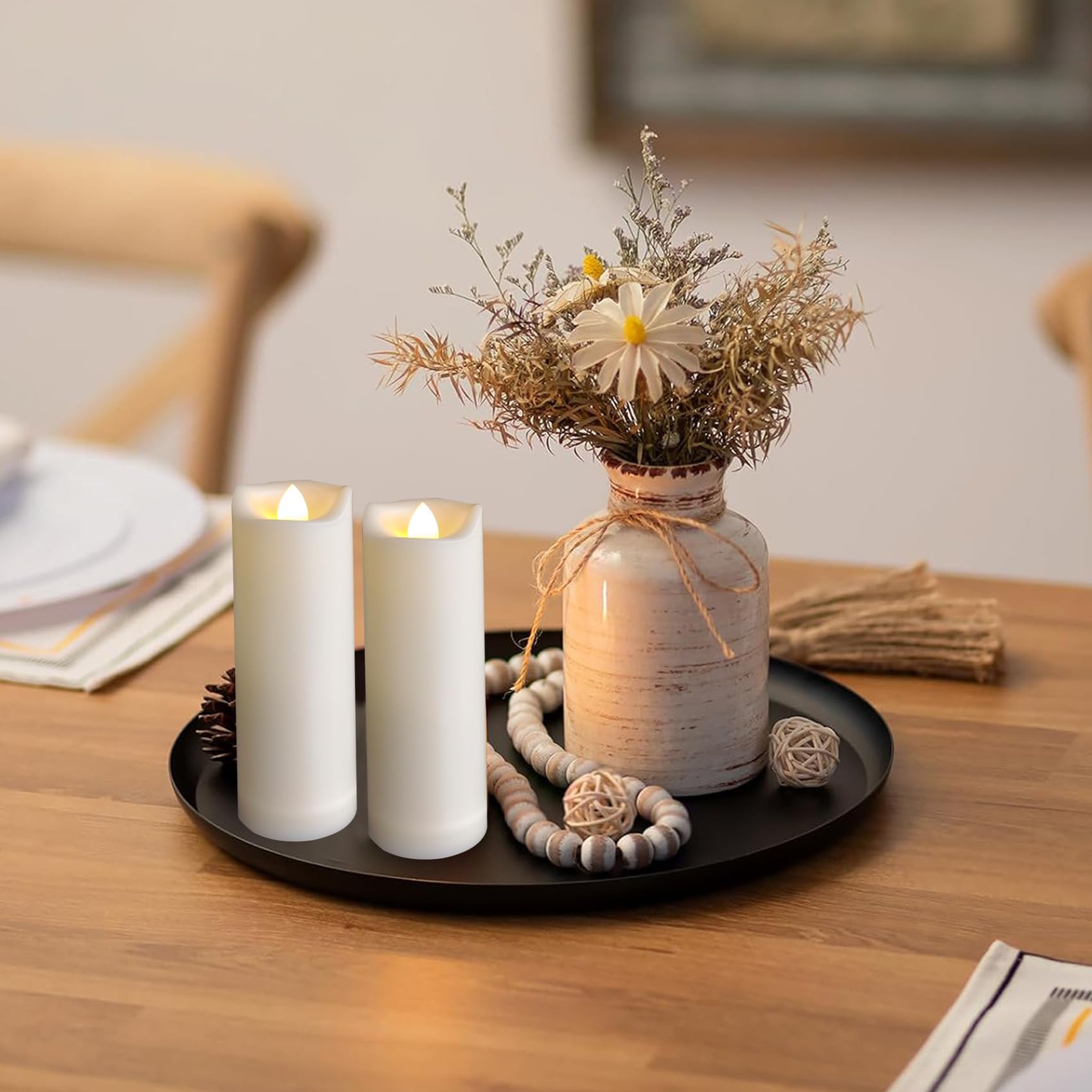 2''X6'' Outdoor Led Battery Operated Candles With Timer/Remote Plastic Flickering Waterproof Flameless Candles Wedding Party Hal