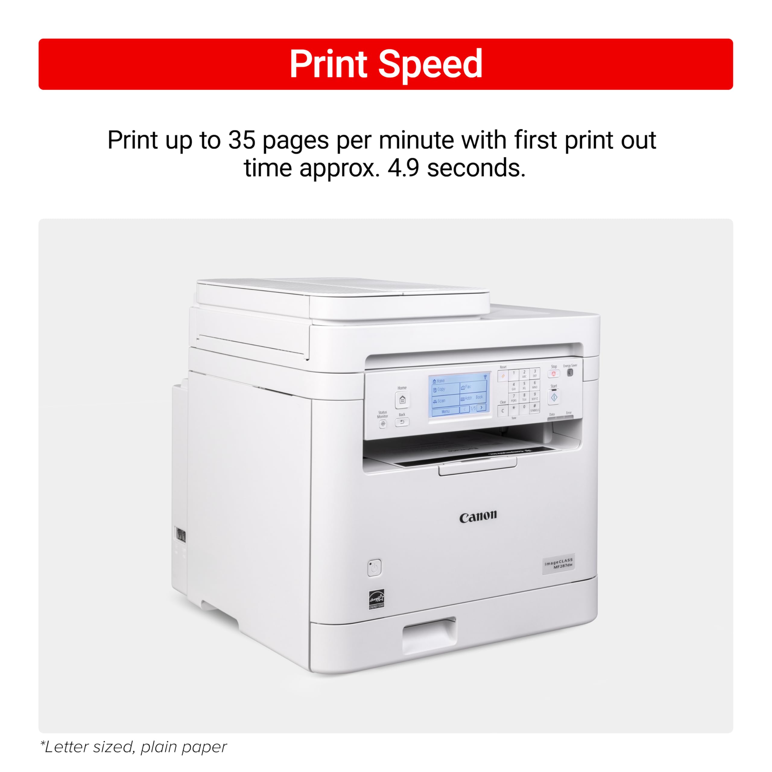 Canon Imageclass Mf287Dw - Monochrome, Duplex, Wireless Laser Printer, All-In-One Print, Copy, Scan, Fax, Auto Document Feeder,