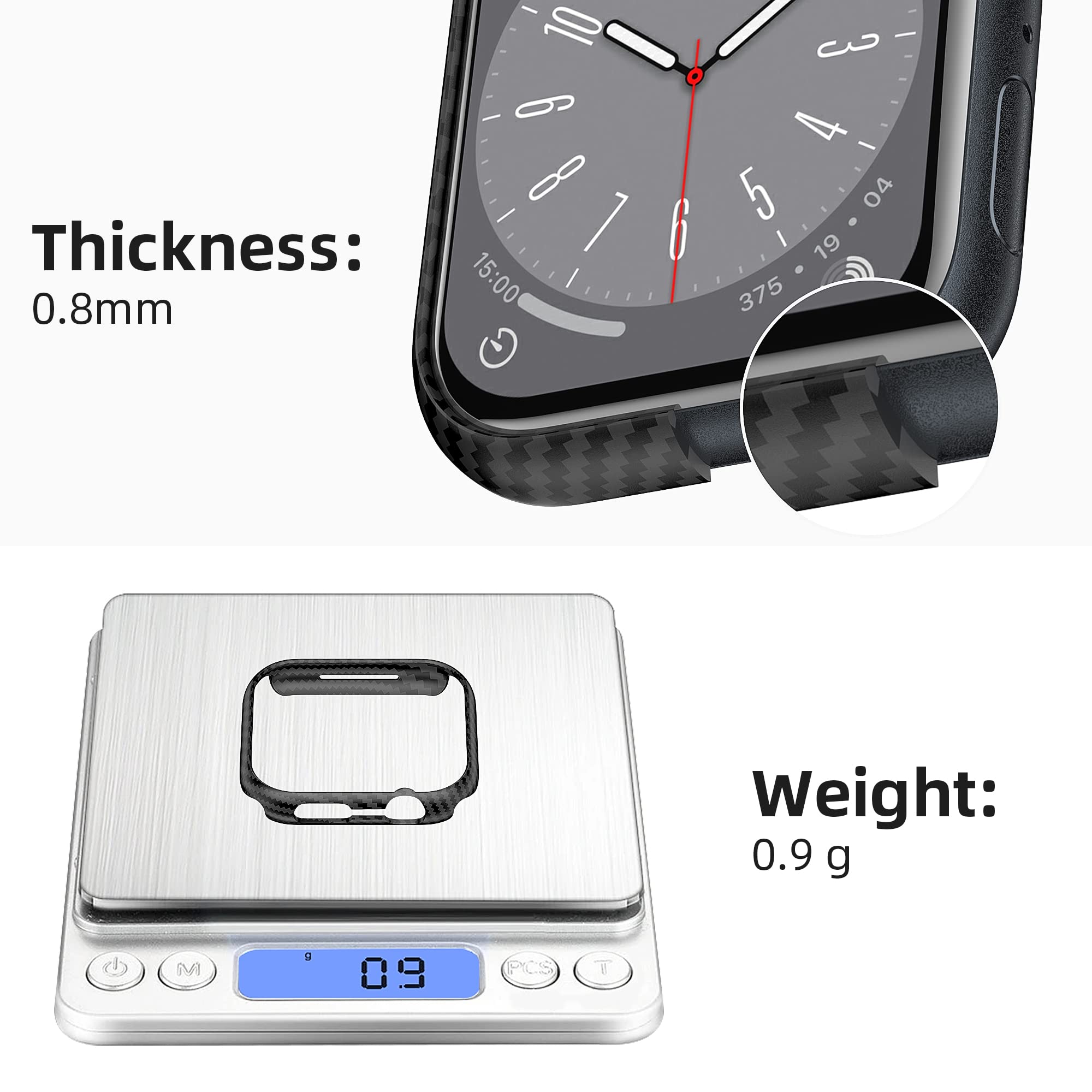 Iiteeology Compatible With Apple Watch 45Mm Carbon Fiber Case, Genuine Aramid Fiber