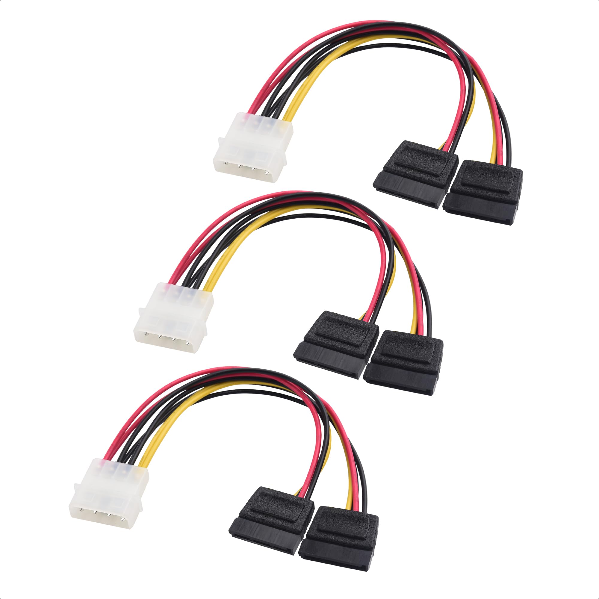 Cable Matters 3 Pack 4 Pin Molex To Dual Sata Power Y Cable Adapter  6 Inches