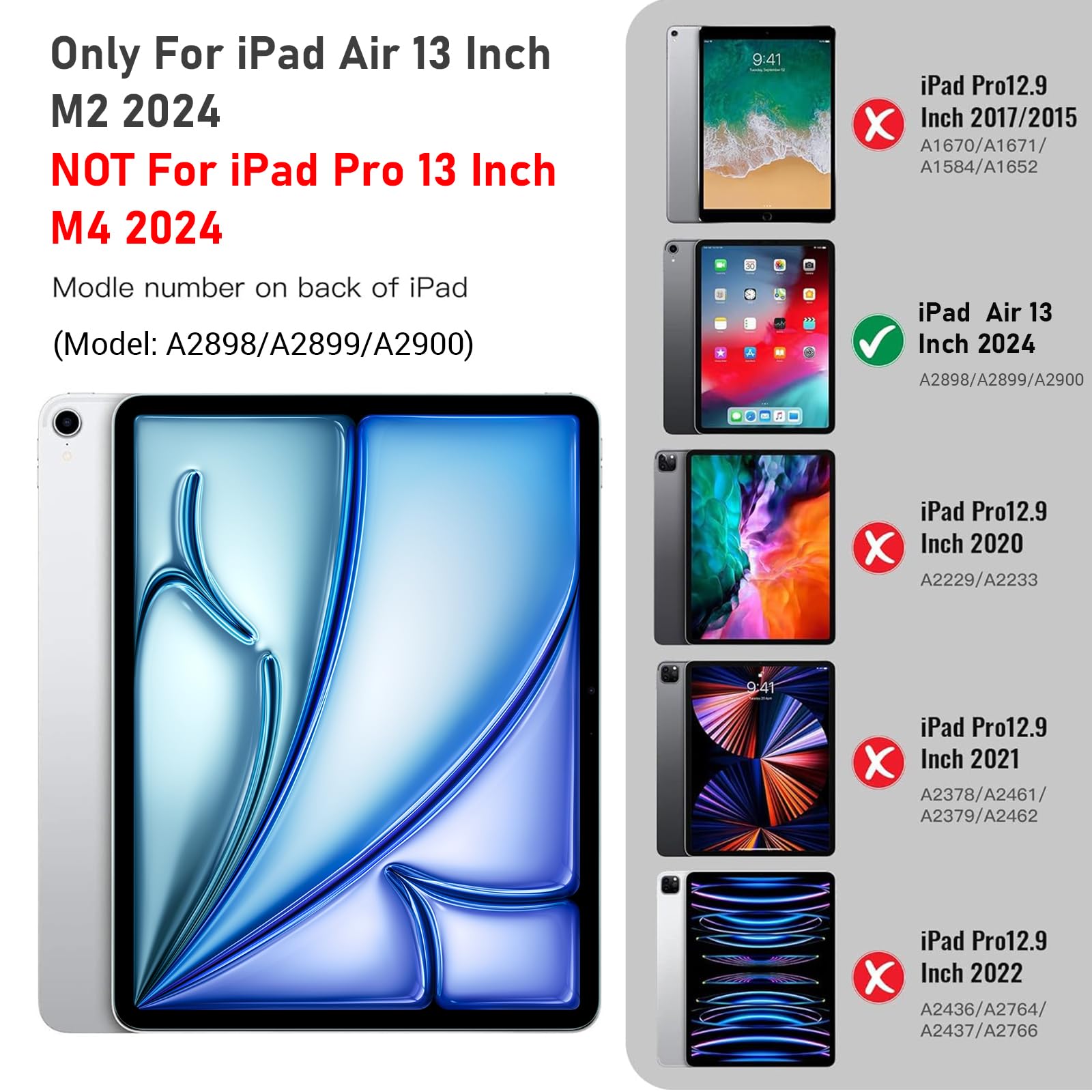 Ztotopcases For New Ipad Air 13 Inch (M2) Case 2024 With Pencil Holder, Shockproof Full Body Drop Protective Cover With 360 Rota