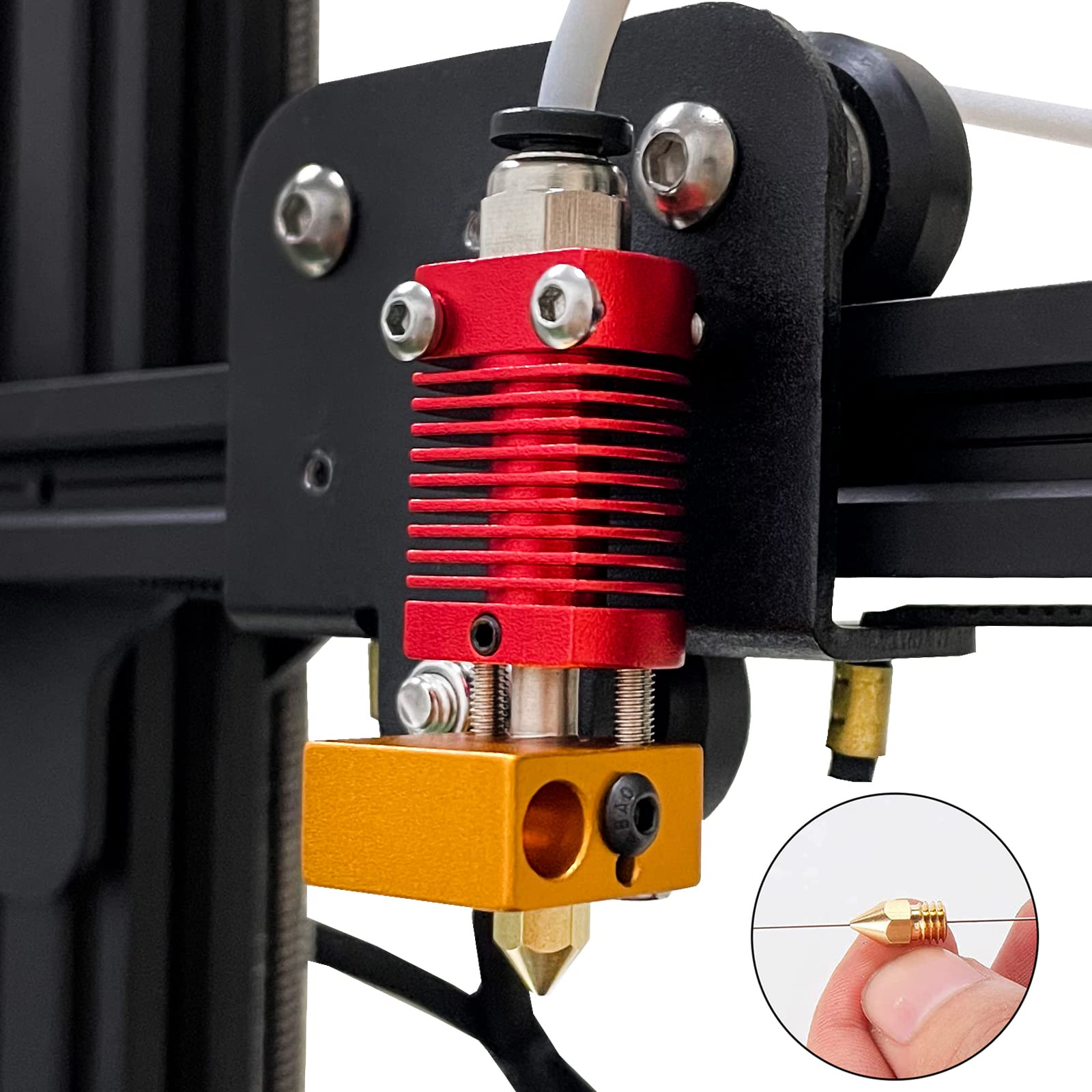 Aokin 10 Pcs 0.6Mm 3D Printer Nozzles Mk8 Extruder Nozzles And 5 Pcs 0.5Mm Stainless Steel Nozzle Cleaning Needles For Creality