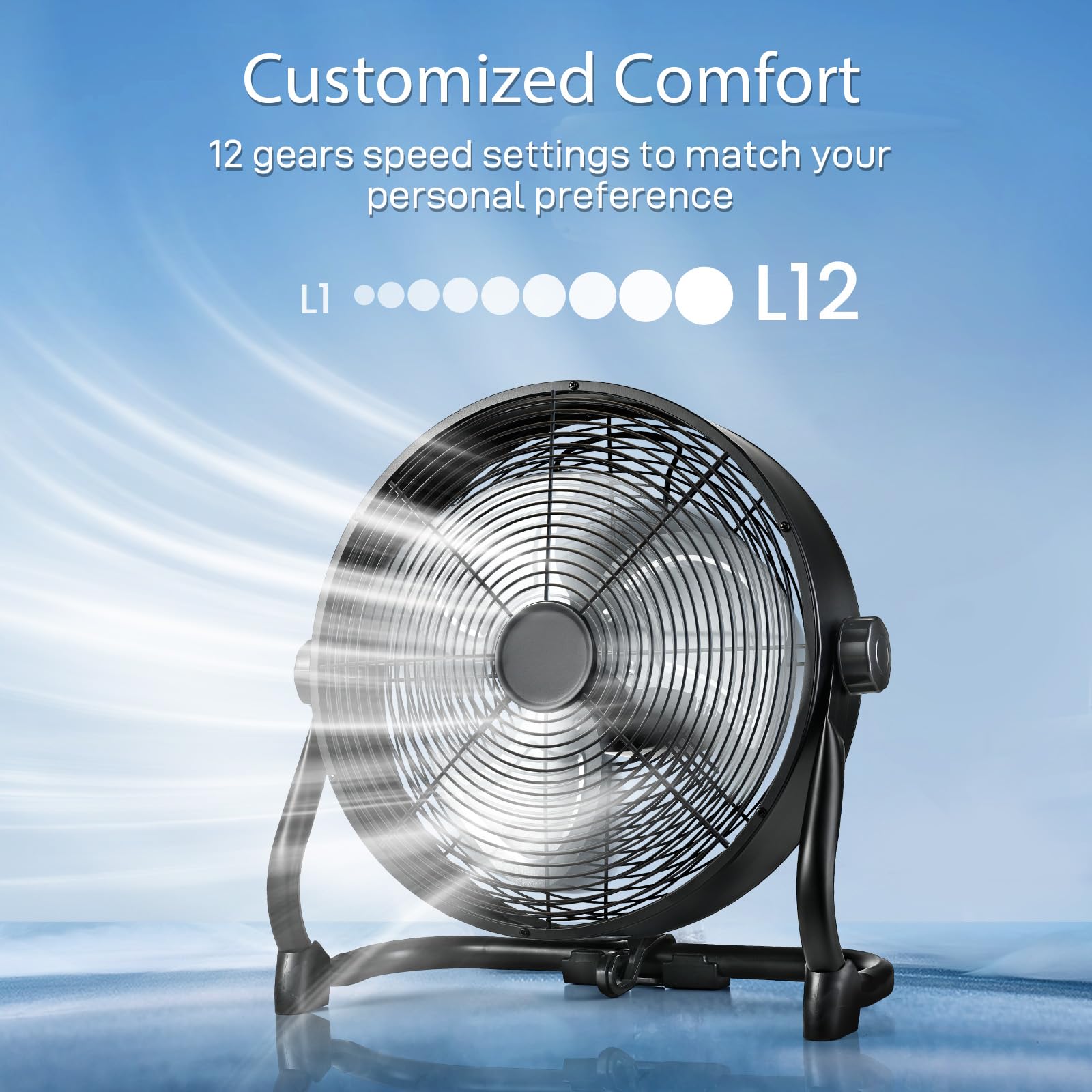 Air Choice 12 Rechargeable Battery Powered Fan, Portable Outdoor Fan With Ac Adapter And Usb Output, 360 Tilt, 20H Run Time, Ind