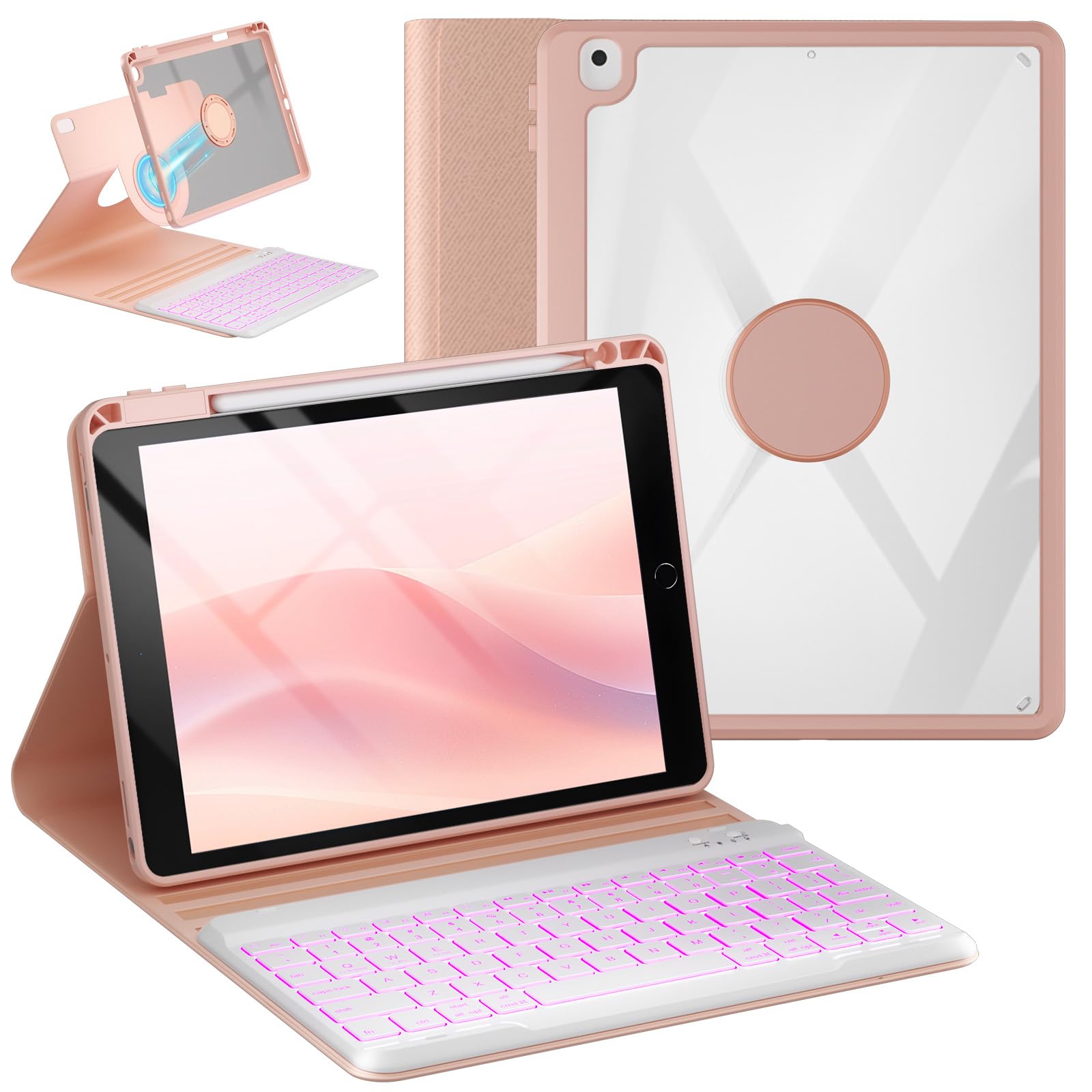 Oyeeice Keyboard Case For Ipad 9Th/8Th/7Th Generation 10.2 Inch 2021/2020/2019, Ipad Pro 10.5 Inch, Ipad Air 3 2019  Rotating Ma