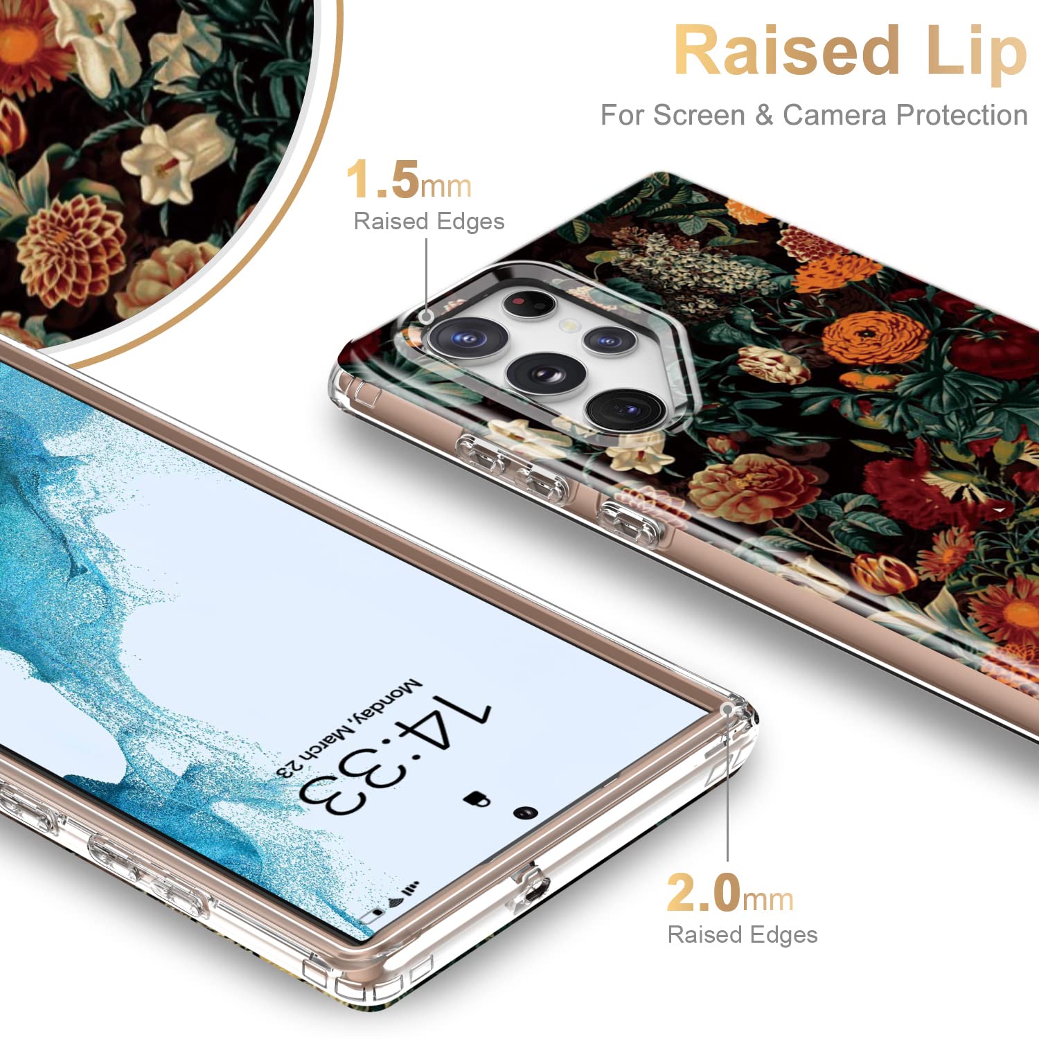 Esdot For Samsung Galaxy S22 Ultra Case,Military Grade Passing 21Ft Drop Test,Rugged Cover With Fashion Designs For Women Girls,