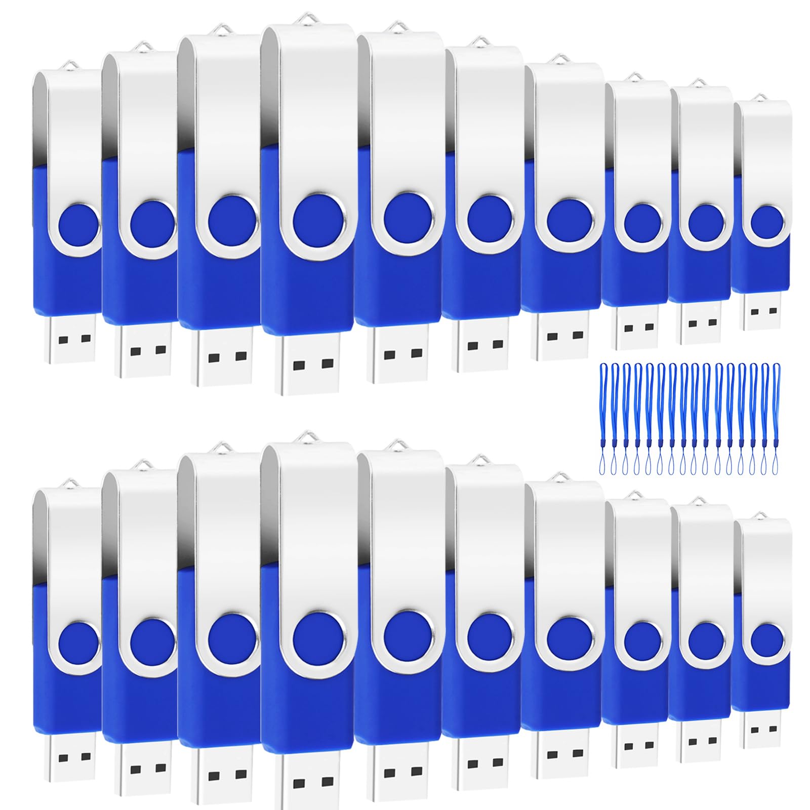 Usb 8Gb Bulk Flash Drives 50 Pack, Eastbull Usb 2.0 Swivel Thumb Drives Pack Metal Usb Drives Fold Storage (Blue)