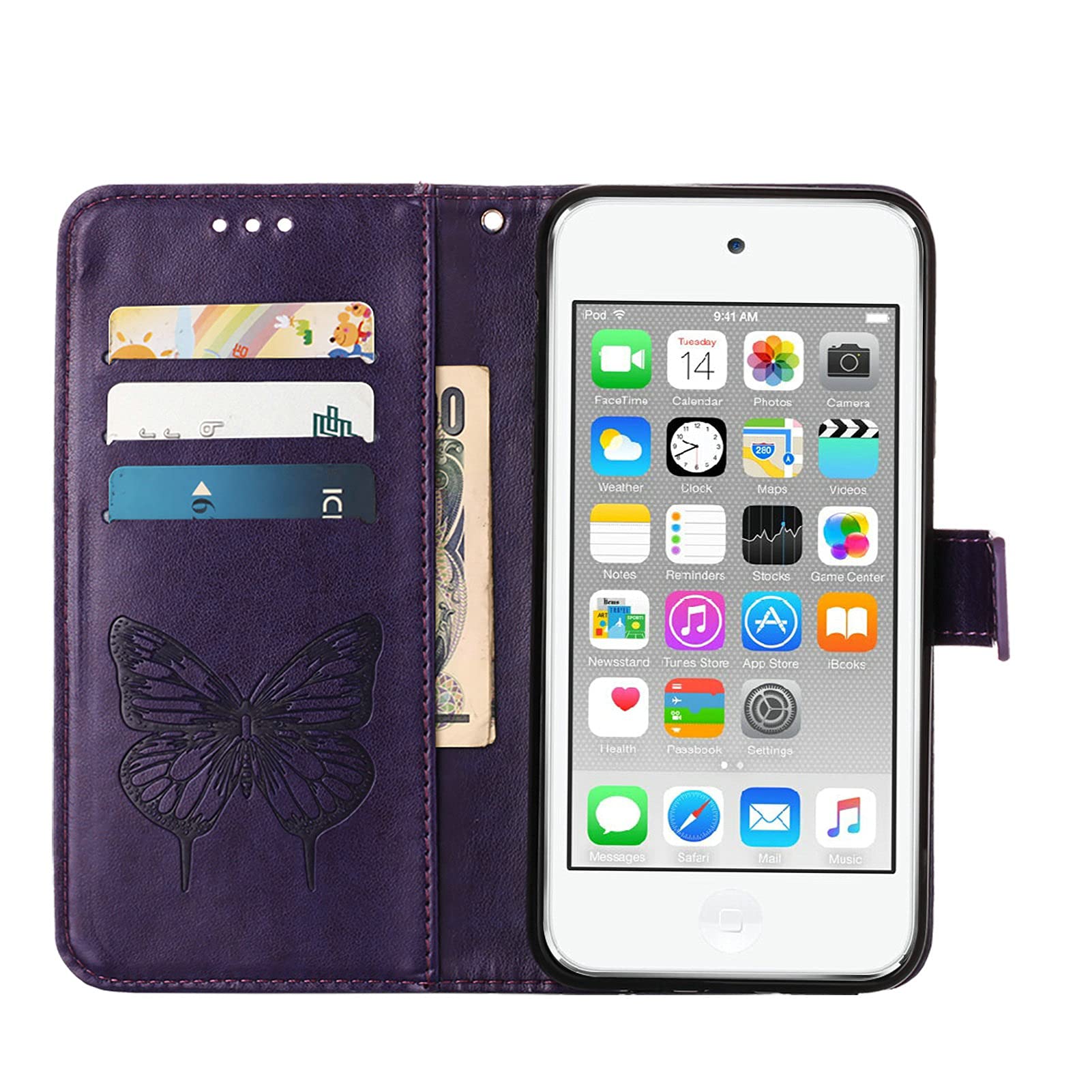 Asdsinfor Ipod Touch 7/ Ipod Touch 6/Ipod Touch 5 Wallet Case,With Credit Card Holder, For Women & Men,With Stand Pu Leather Mag