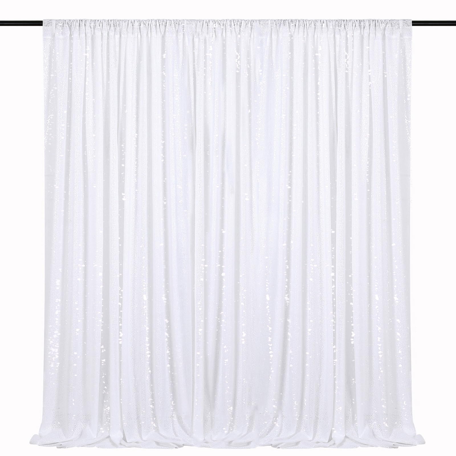 8ft x 8ft White Sequin Backdrop Curtain Sparkle Photo Backdrop for Wedding Birthday Wall Background Decorations